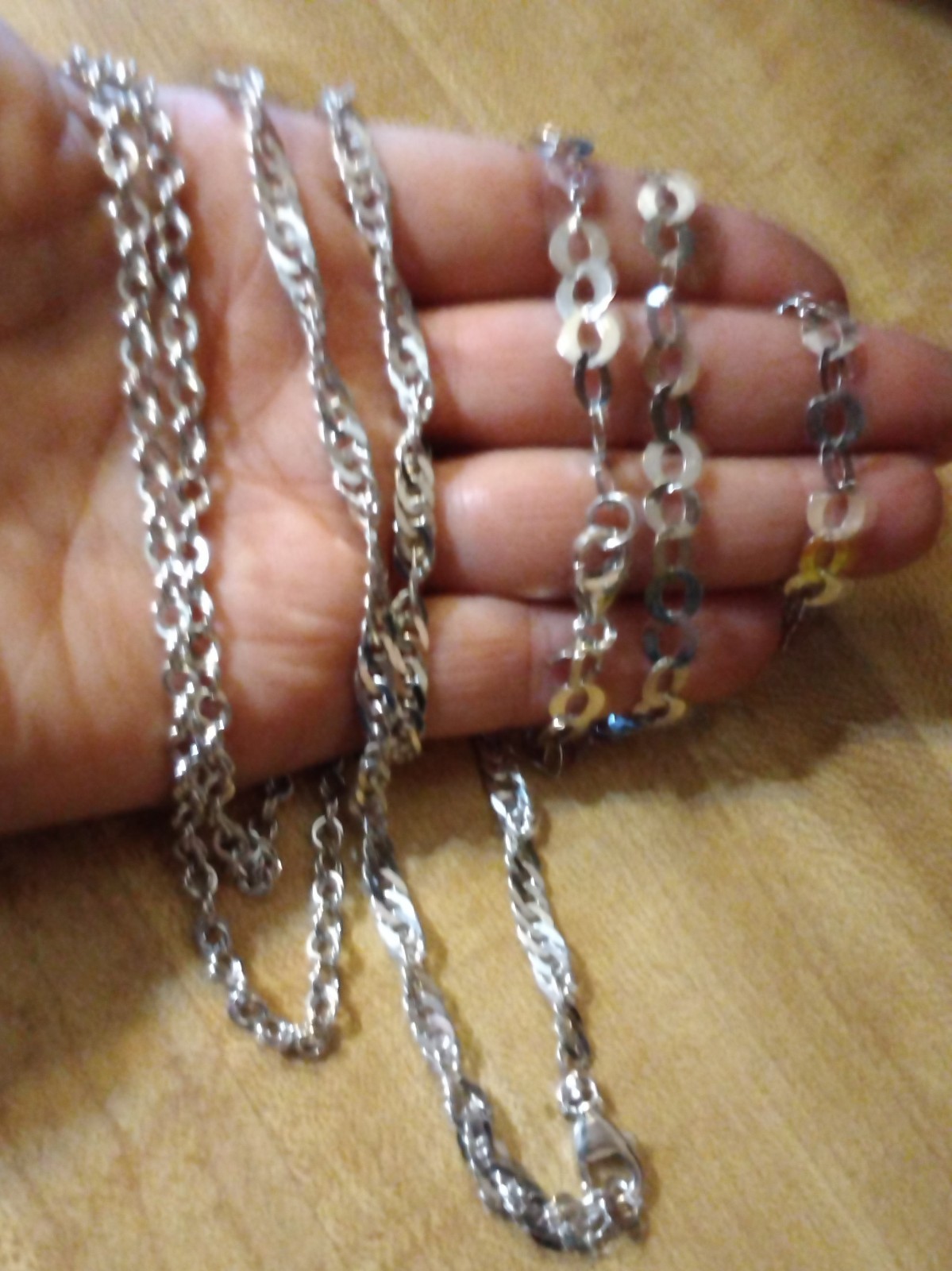 3 BRONZE MILOR Chain Necklace LOT 20″ ITALY SHINY Silver Signd Diff link Jewelry