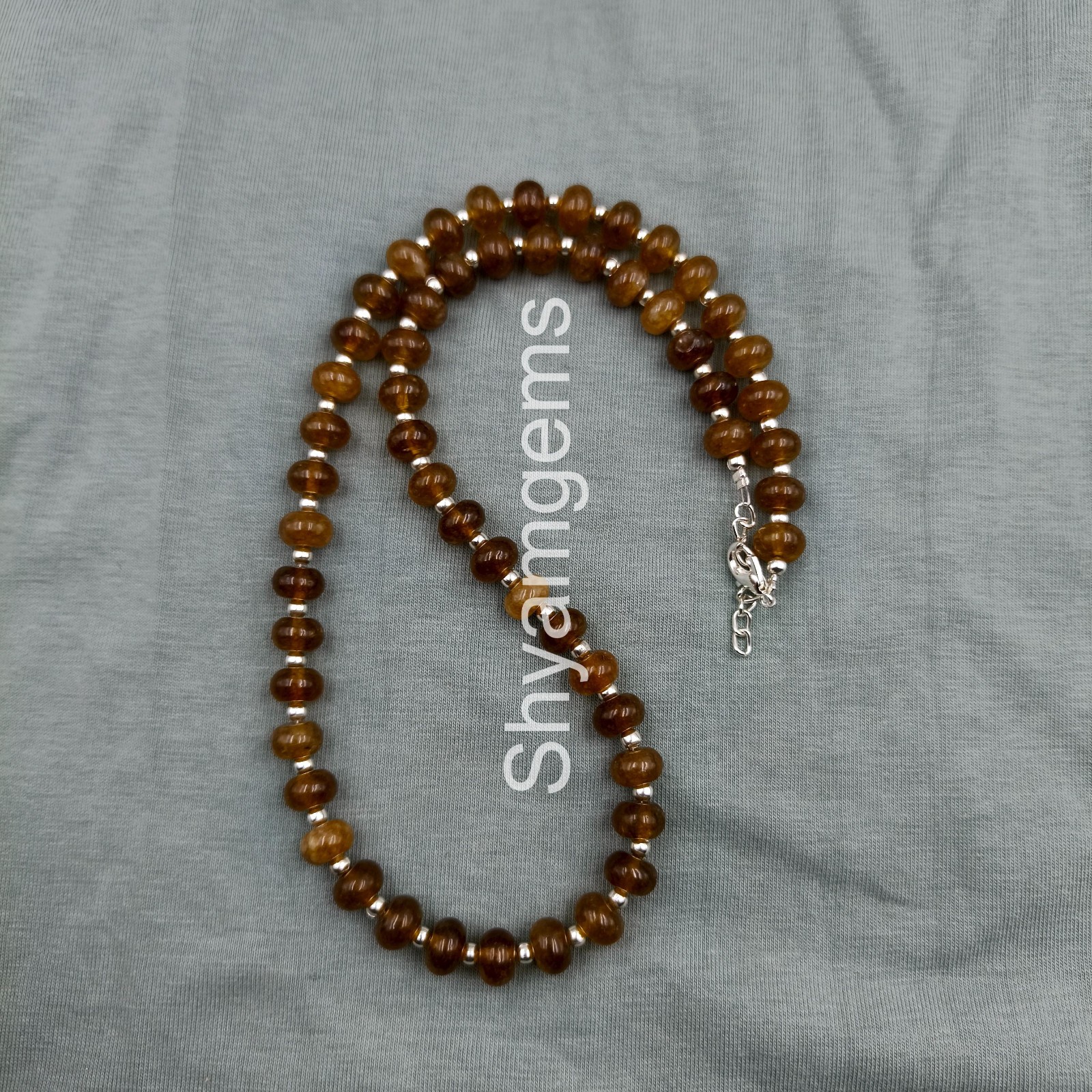 Hessonite Garnet Necklace 8mm Rondelle Beads, Cinnamon Brown Gemstone Jewelry,