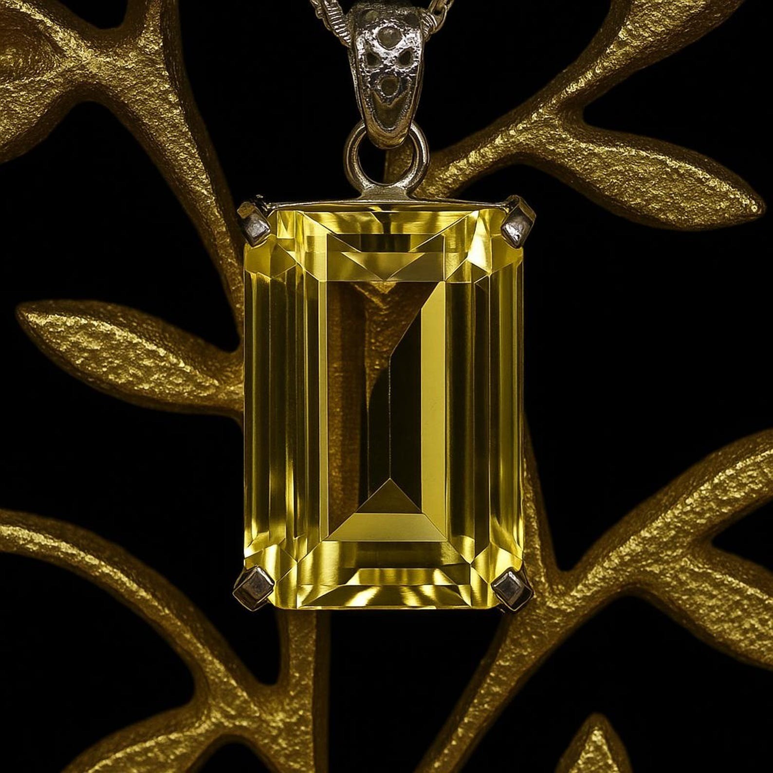 GIE Certified Natural Emerald Cut 105 Ct Yellow Citrine Pendant Loose Gemstone