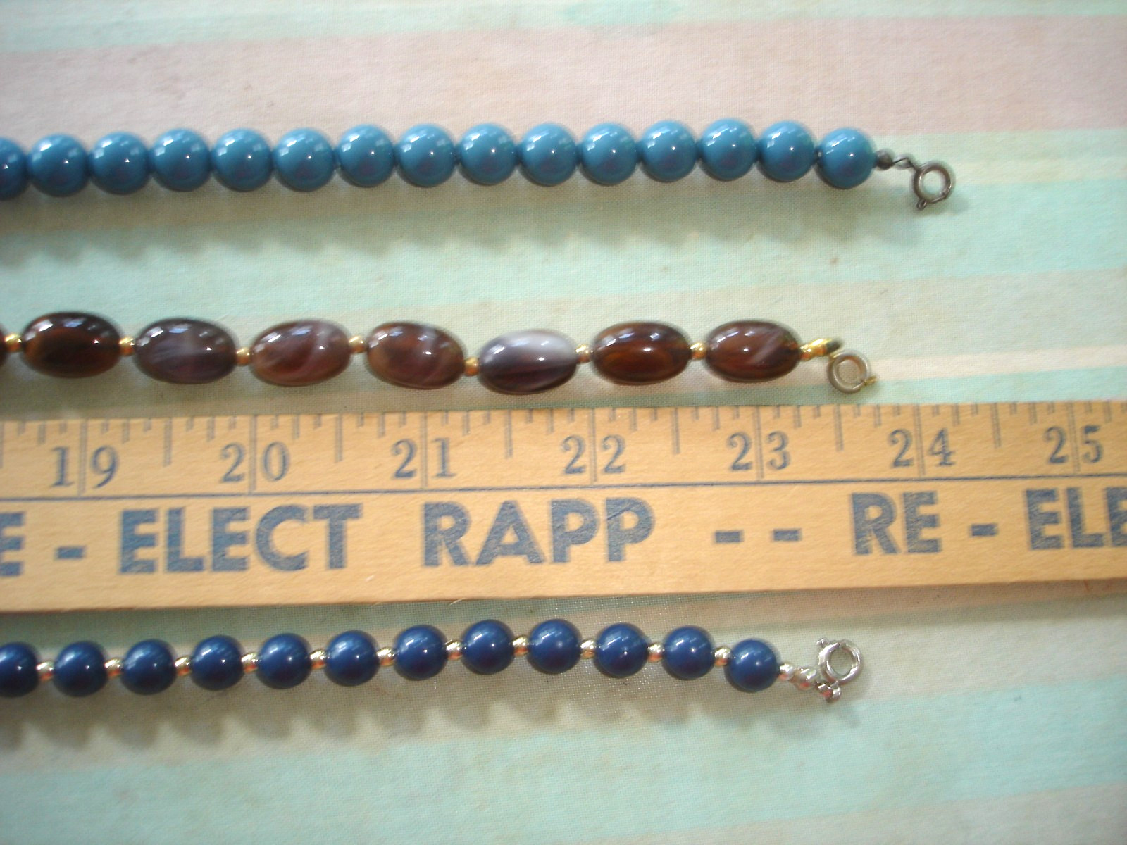 Vintage LOT 9 BEAD Necklaces- Multicolor, Blue, Brown, Black & White-Some Chunky