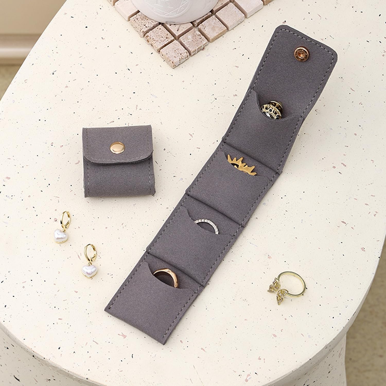 Mini Travel Jewelry Bag Mini Travel Jewelry Roll Bag with Buckle Portable Jew…