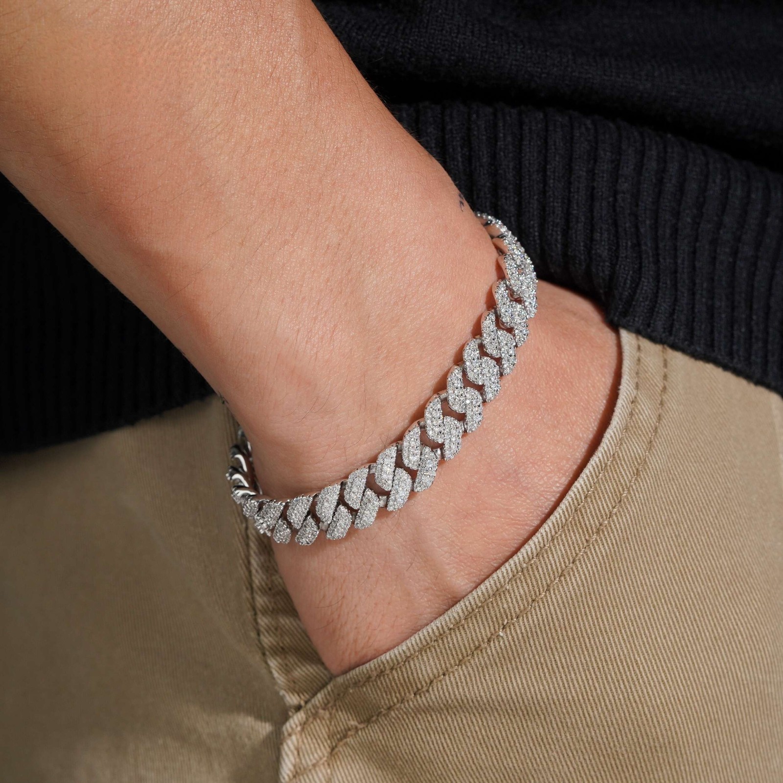 Bracelet 10mm Hip Hop VVS Moissanite Bracelet Brass Moissanite Cuban Link Bracel