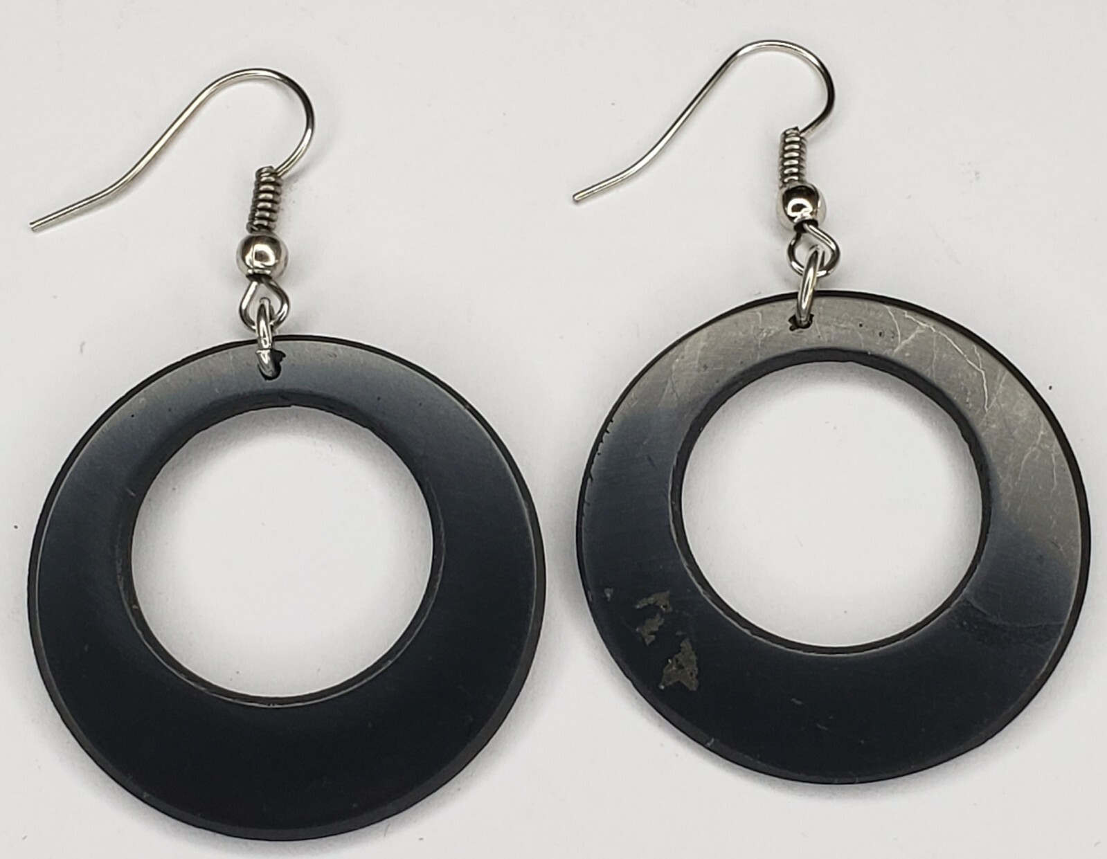 Shungite Earrings EMF 5G Wi Fi Protection Jewelry – Double Circle – 1 pair