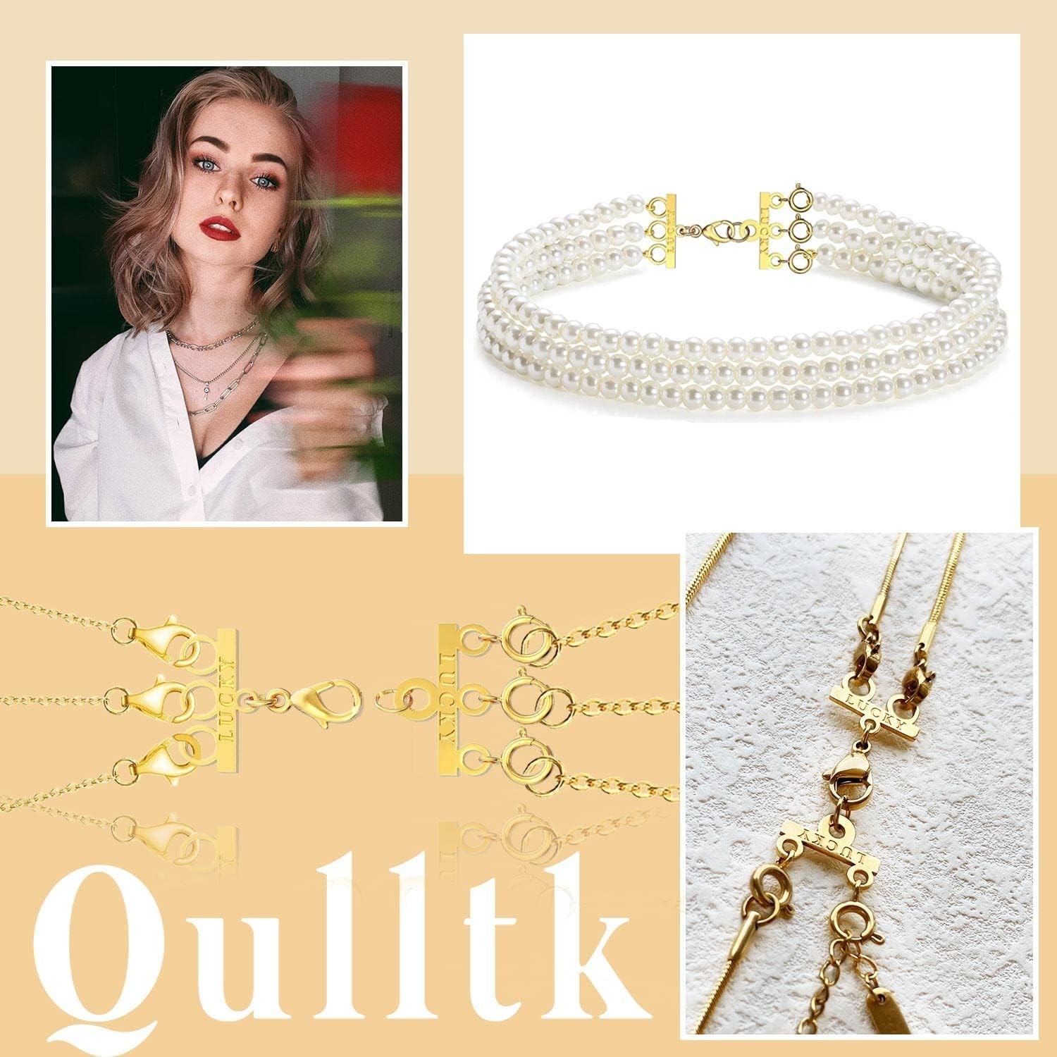 Premium Necklace Layering Clasp Set Gold, Silver Plated Multi-Strand Connectors