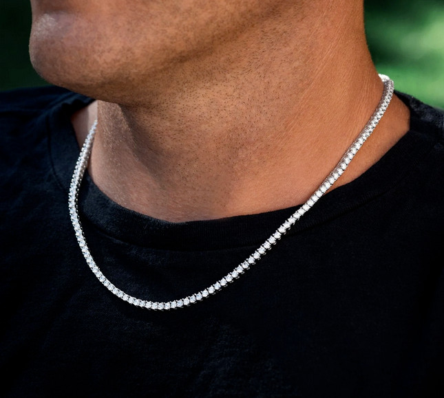 935 Argentium Silver With Excellent Round Rose Cut White Sapphires Tennis Chain