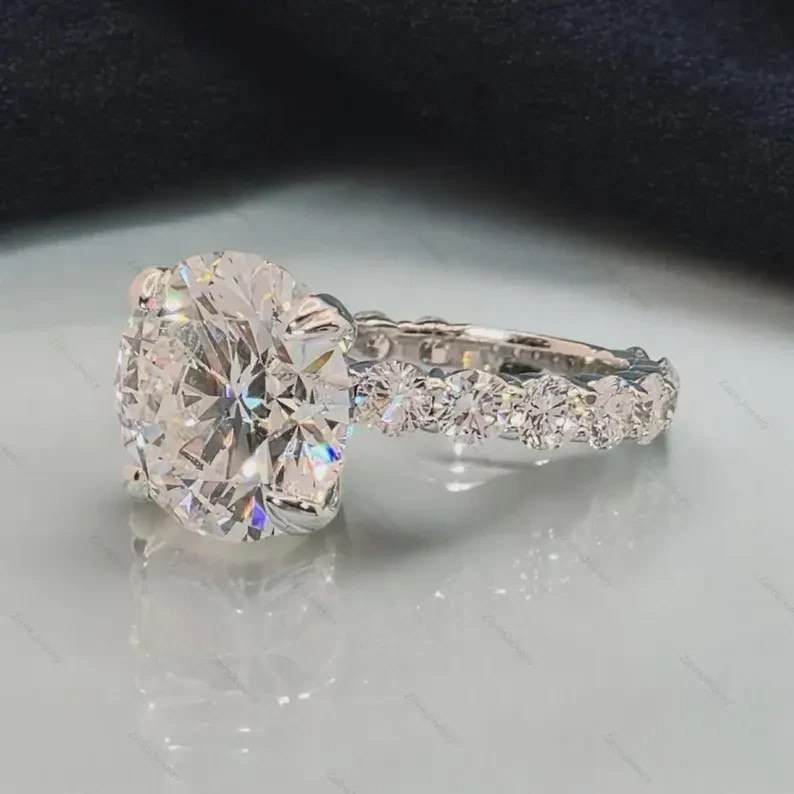 5 Ct Round F/VS1 Lab Grown Diamond Women Engagement Ring 14K White Gold