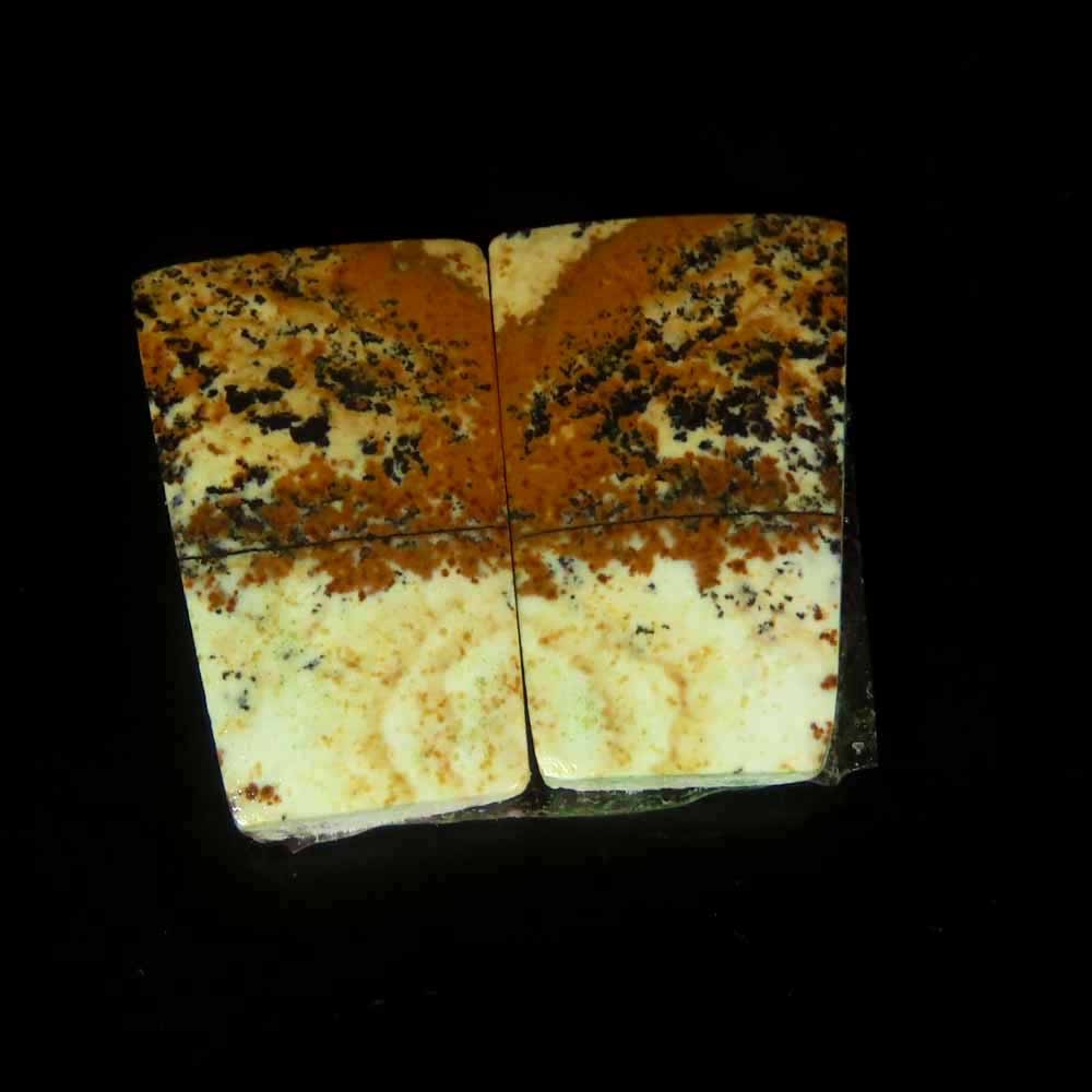 17.40Cts.100%Natural Picture Jasper Fancy Cabochon Pair Cab 11x19x4mm Losse Gems