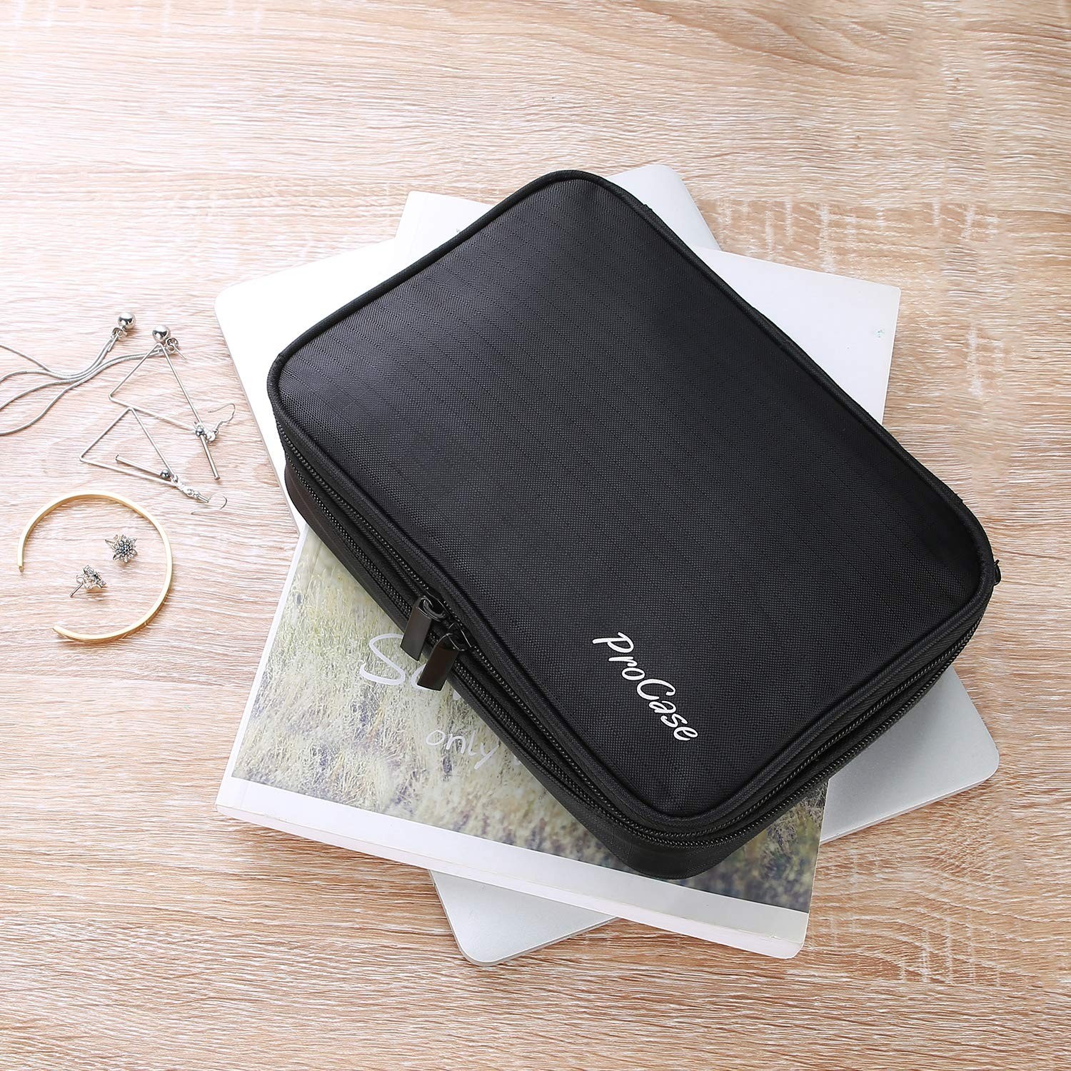 Travel Jewelry Case Organizer Bag, Soft Padded Jewelry Carrying Pouch Portable S