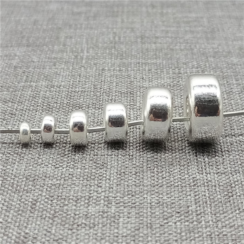925 Sterling Silver Shiny Tire Donut Beads Spacers 3mm 4mm 5mm 6mm 8mm 10mm