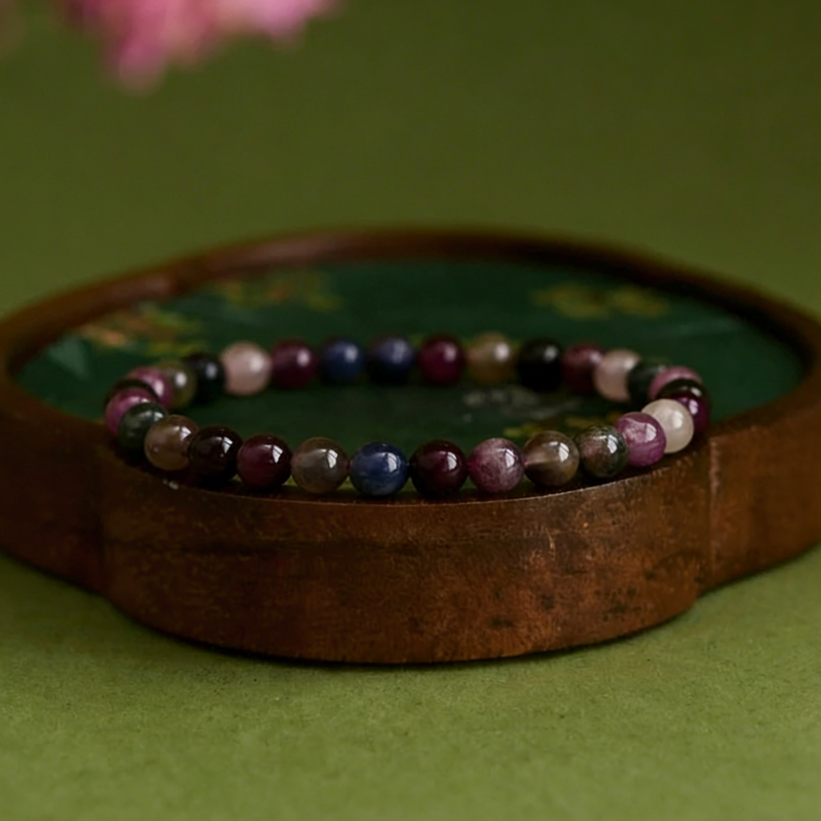 Rainbow Tourmaline 6mm Round Beads Healing Chakra Balancing Woman Bracelet Gift