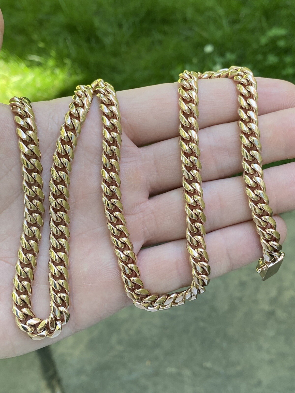 8mm Mens Miami Cuban Link Necklace 14k Rose Gold Plated Stainless Real Chain