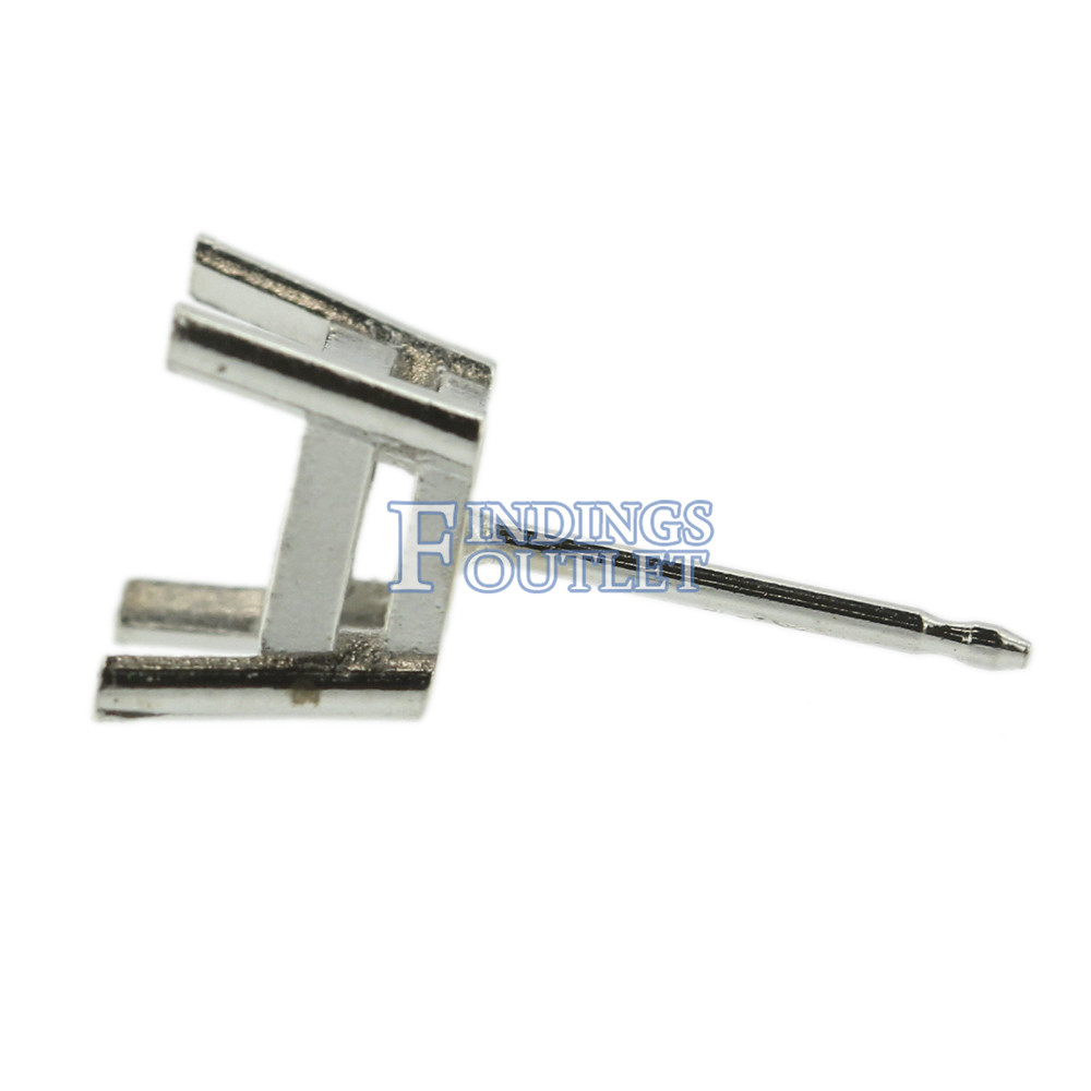Platinum Princess Stud Earring Mounting Setting Push Back Post 4 Prong