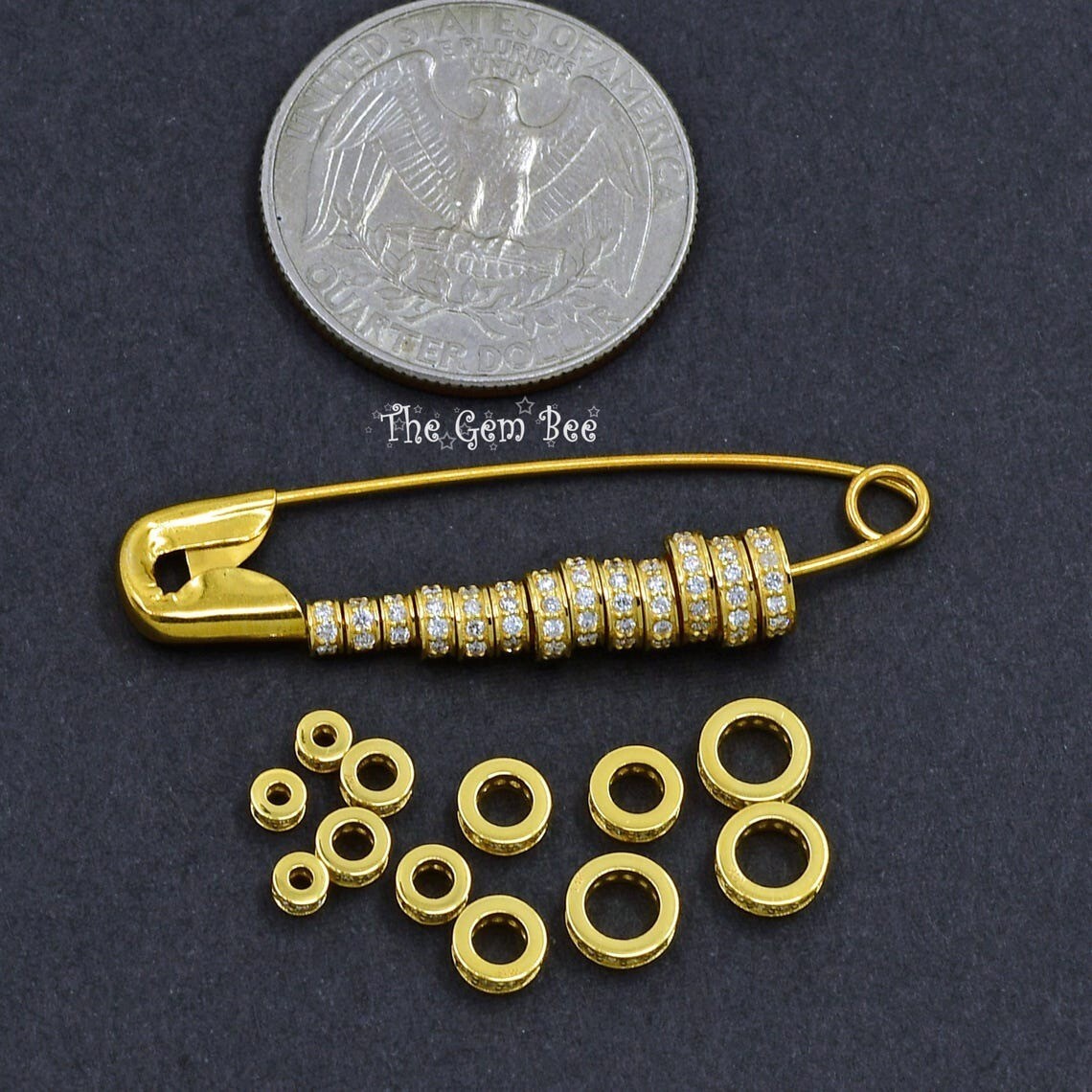 3mm 4mm 5mm 6mm 14k Yellow Gold Diamond Eternity Rondelle Wheel Spacer Bead