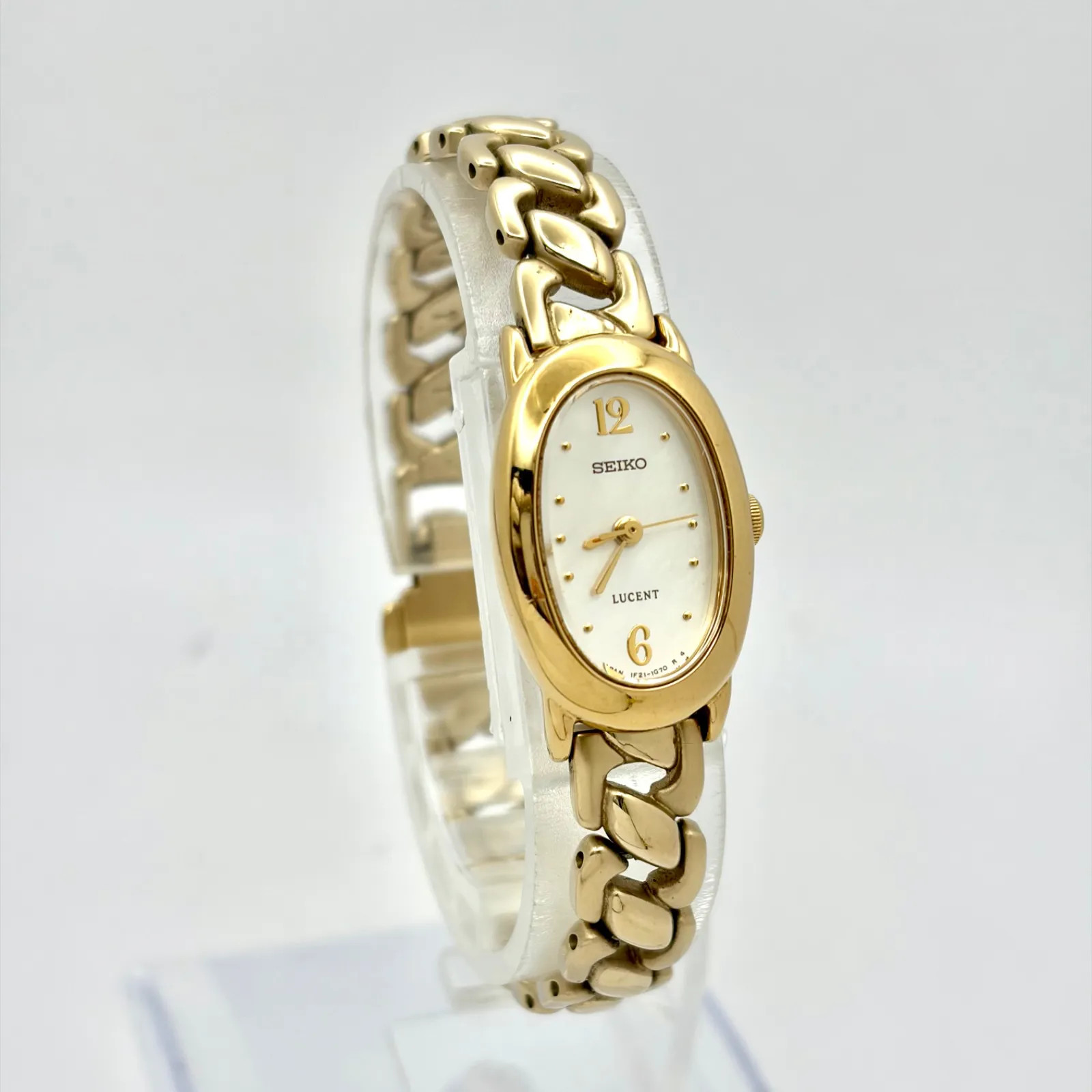 [New Battery] SEIKO Lucent Women’s Watch, Shell Gold Oval 1F21-5C80 5D0218