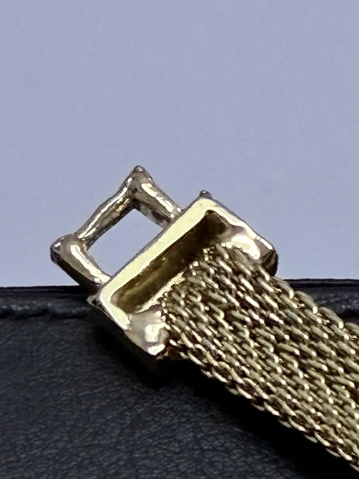 Vintage Signed Florenza Gold Mesh 7″ Fold-Over Clasp Bracelet Rhinestone As-Is R