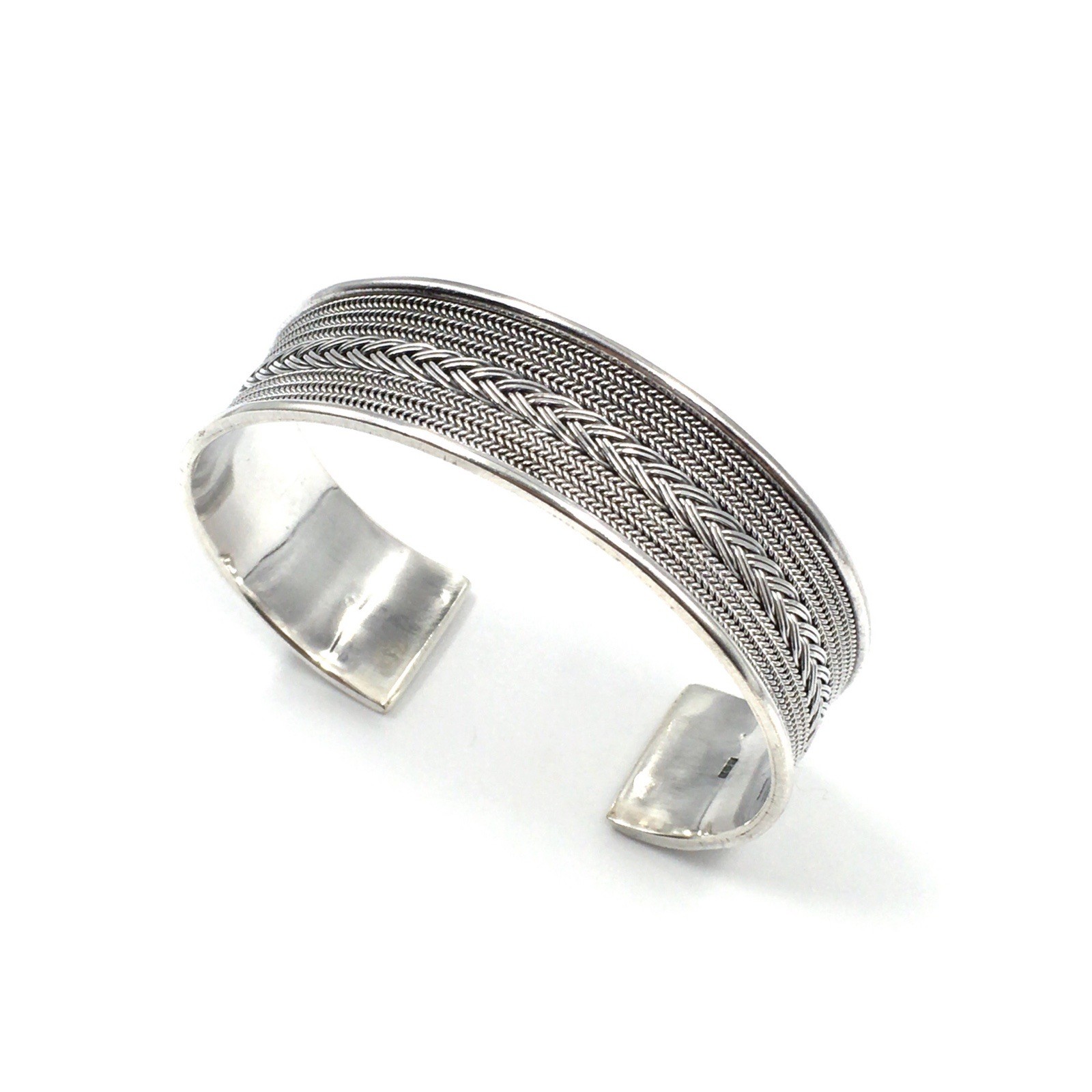 Modern Bangle 925 Silver Solid Wide Bangle Jewellery 1.8cm Bracelet 38.5g