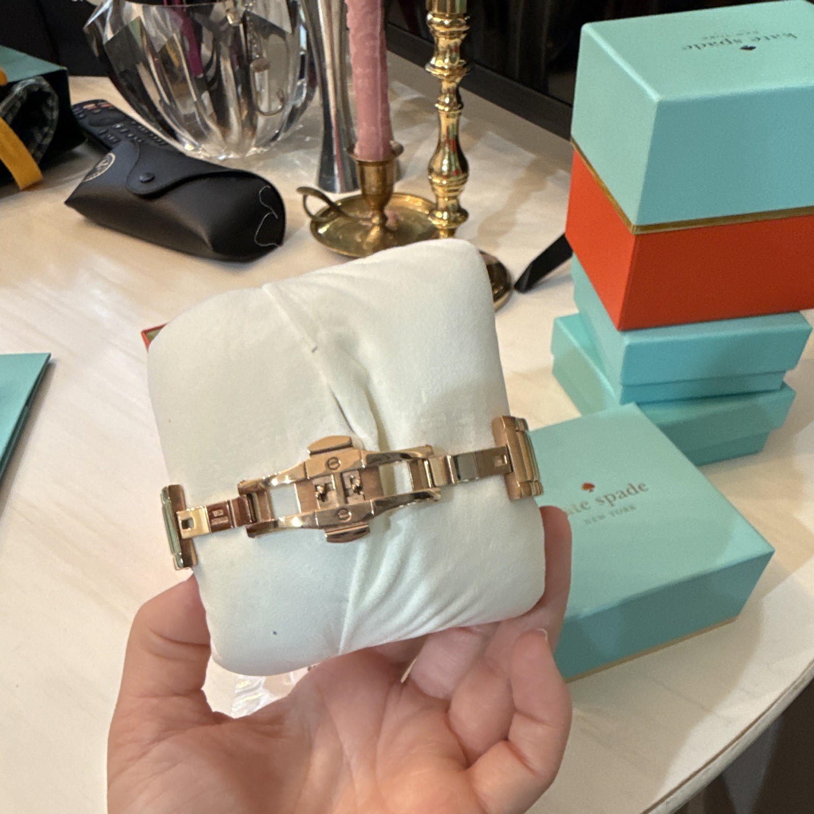 kate spade new york Ellie Rose Gold Tone Analog Quartz Date Bracelet Watch