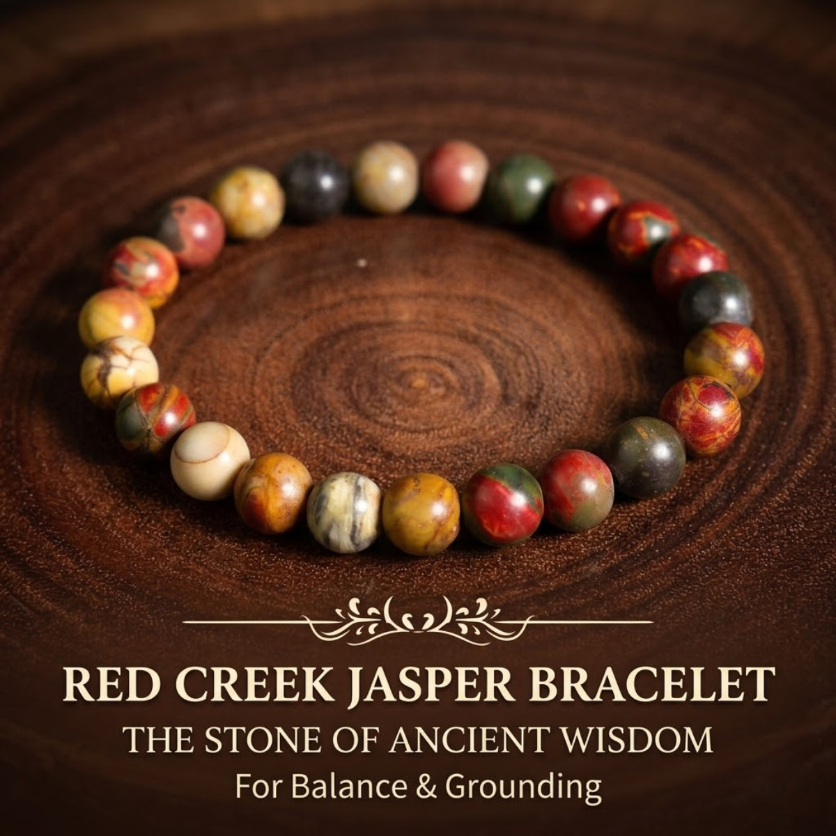 Natural Red Creek Jasper Bracelet 8mm Genuine Crystal Healing Calm Balance Gift