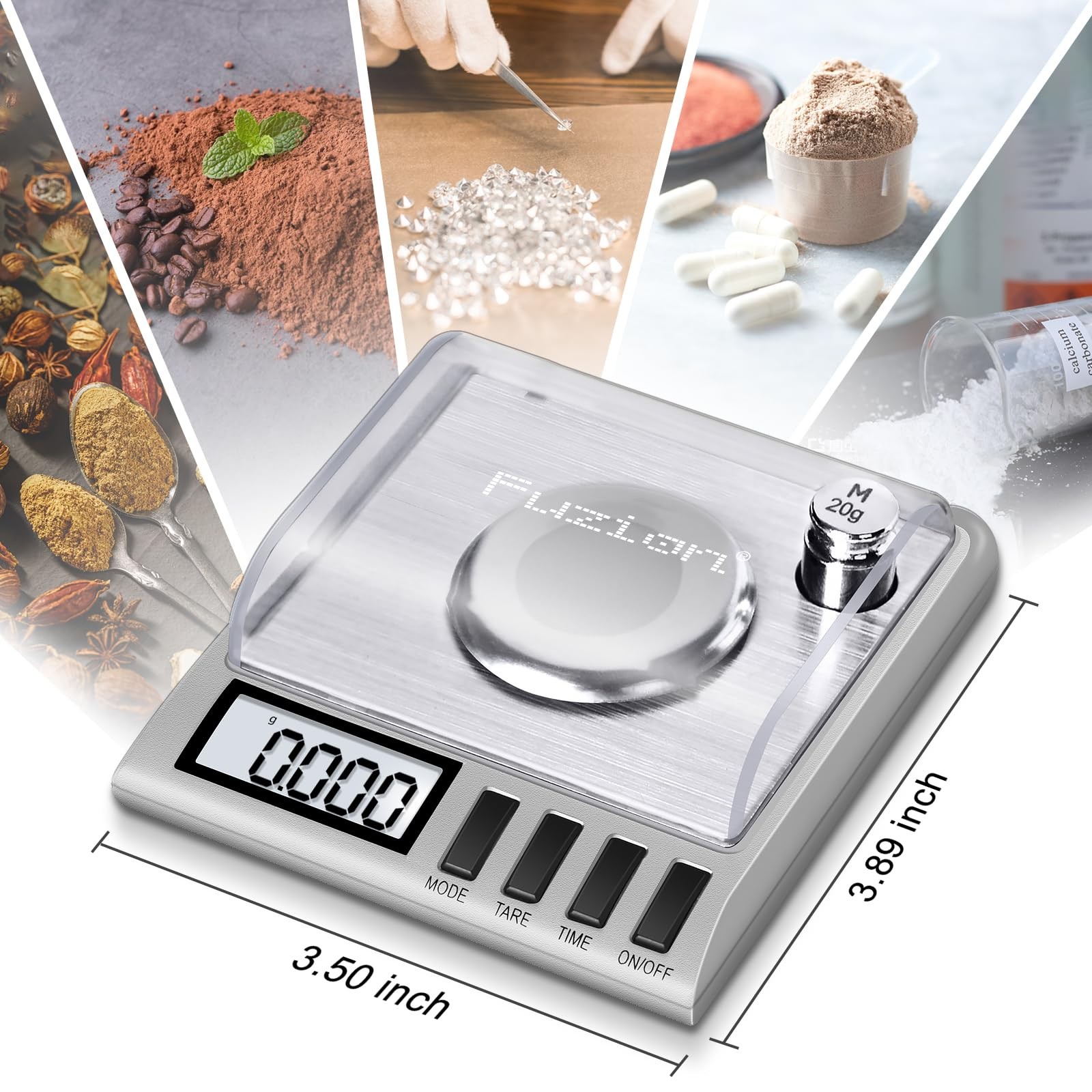 Fuzion Digital Milligram Scale 50g/01g Powder Scale with 6 Accessories Includes