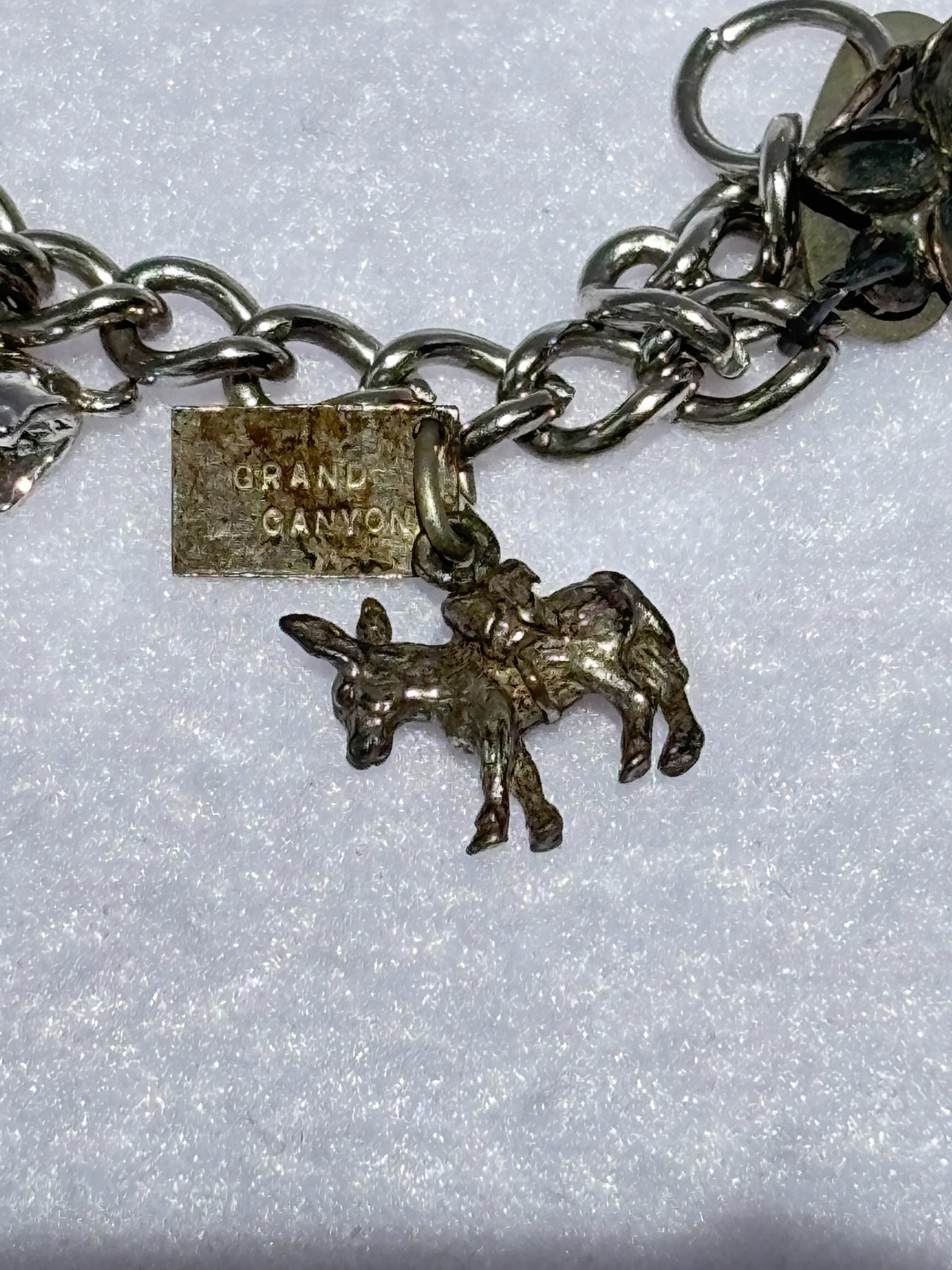 Vintage Sterling Silver Charm Bracelet Travel Themed with 10 Charms 6.5″ length