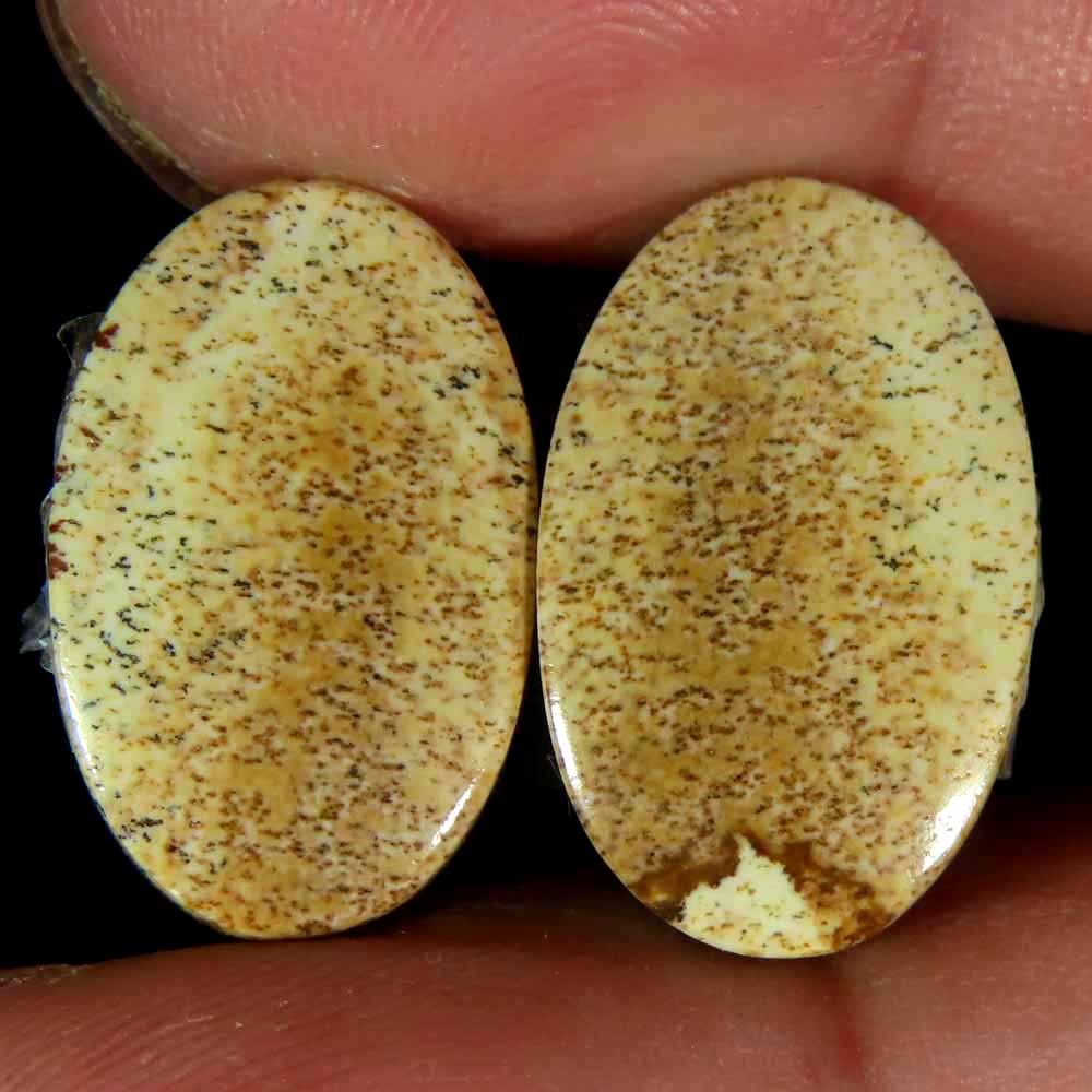 18.50Cts.100% Natural Designer Picture Jasper Oval 12x18x4mm cab Pair Gemstone