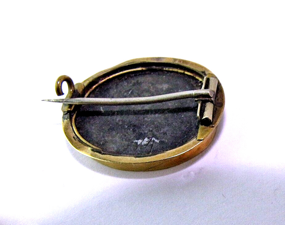 Victorian 14K Gold Brooch Antique Pietra Dura Mosaic Inlay Lily of the Valley