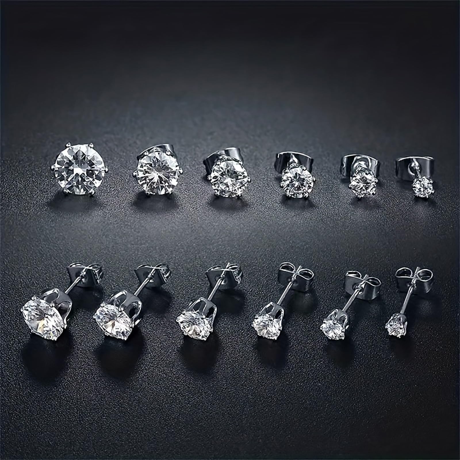 Ringcal 6 Pairs 3mm/4mm/5mm/6mm/7mm/8mm, Silver-6Pairs-3 4 5 6 7 8mm