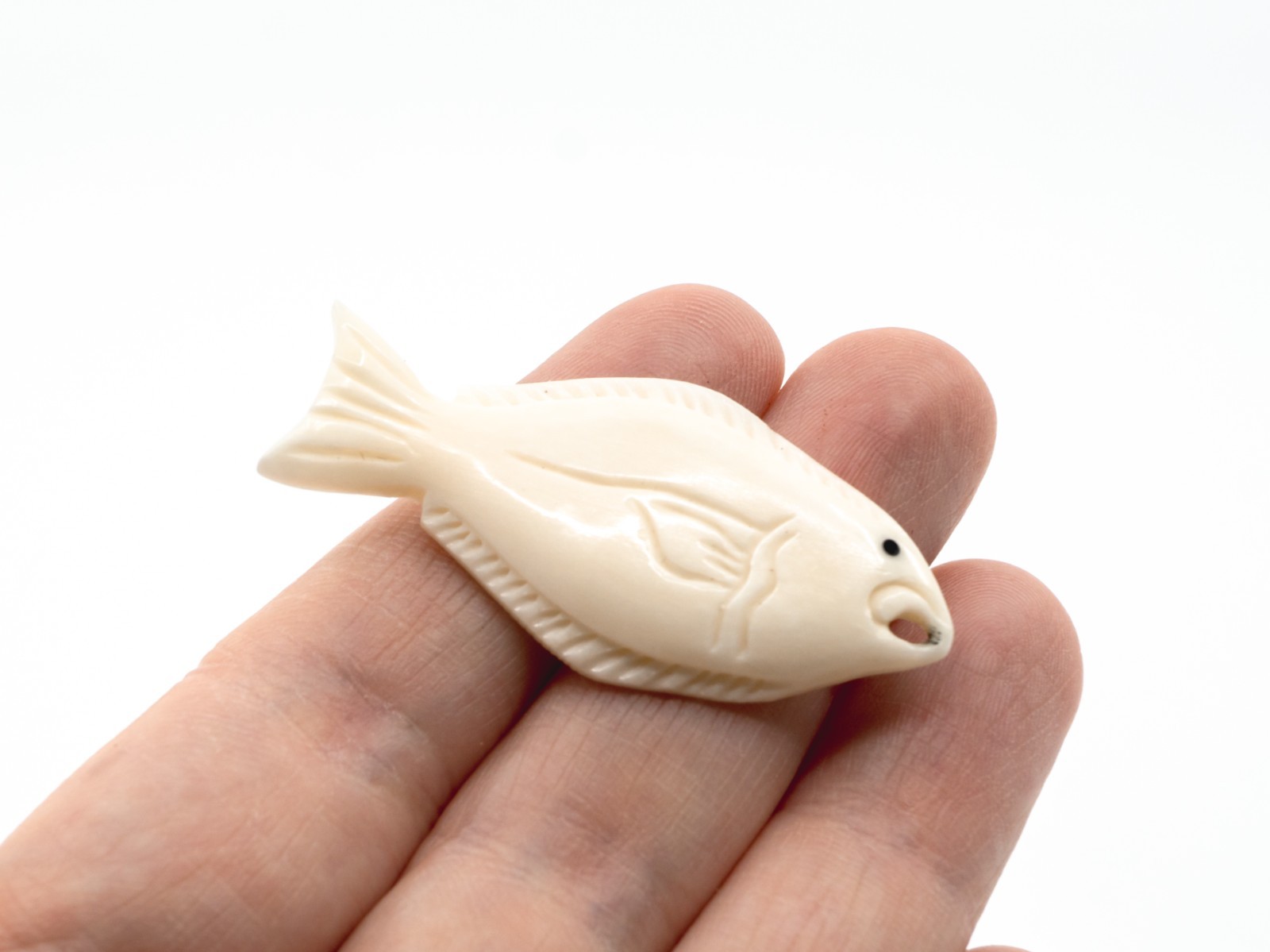 Hand-Carved Bone Halibut Fish Pendant – Fishing Ocean Beach Jewelry