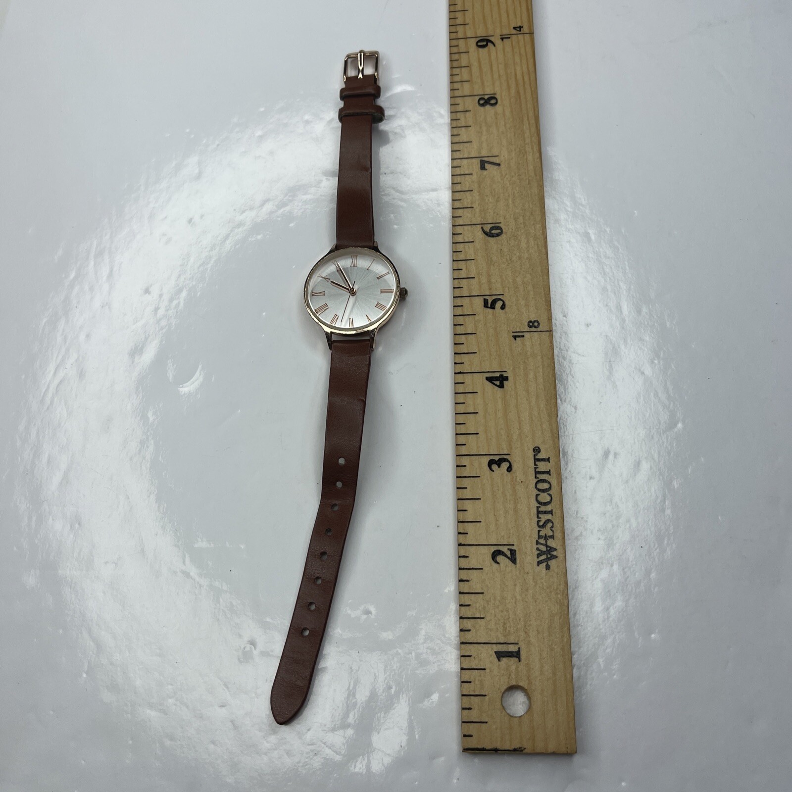 E FMD Rose Gold Brown Leather M500 Japan Watch Stainless Untested