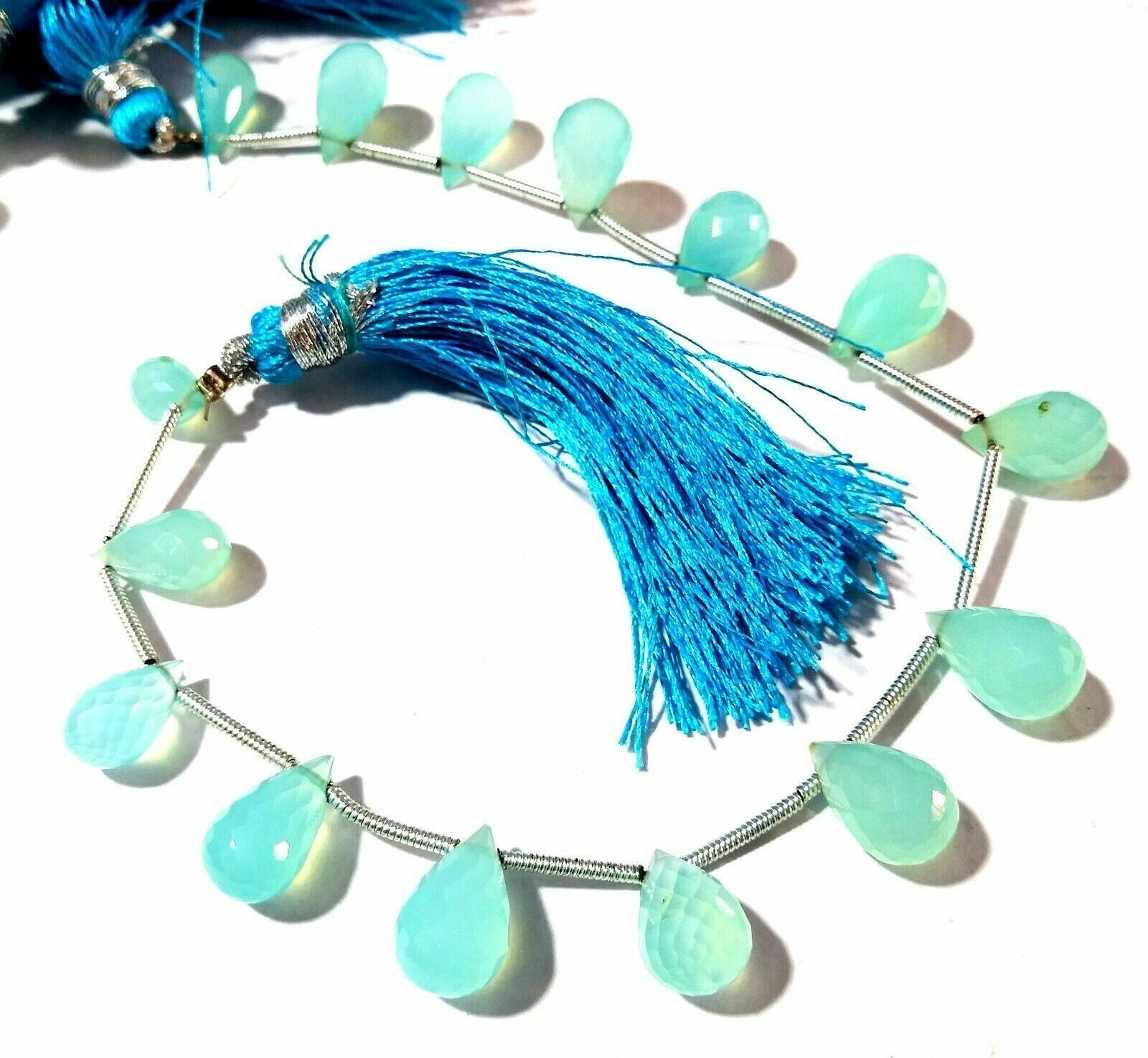 Aqua Chalcedony 4×6-5X8mm Teardrop Faceted Loose Beads 8″inch 1 Strand KG