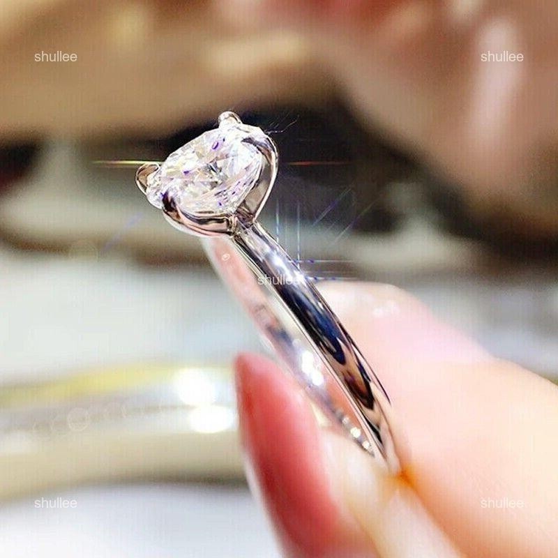Lab Grown Diamond 18K White Gold Attractive Solitaire Handcrafted Ring Jewelry