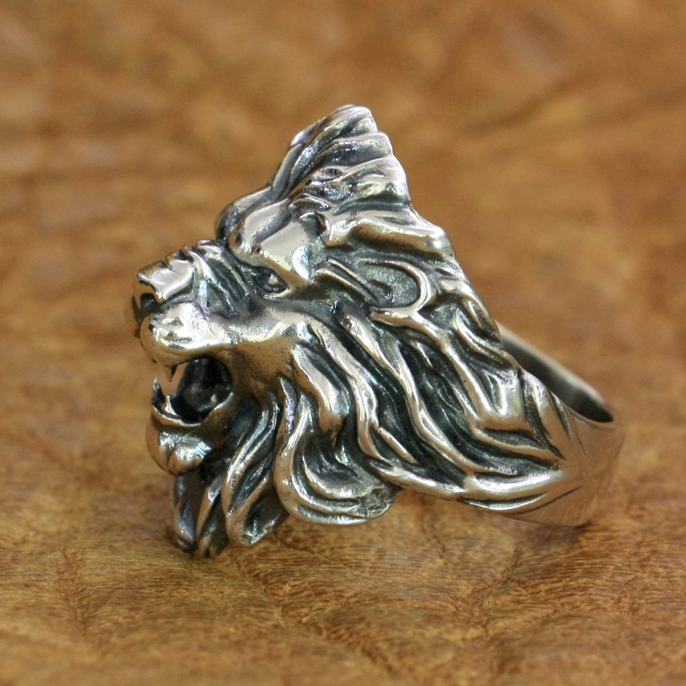 925 Sterling Silver King of Lion Ring Mens Biker Rock Punk Ring TA191A US 7~15