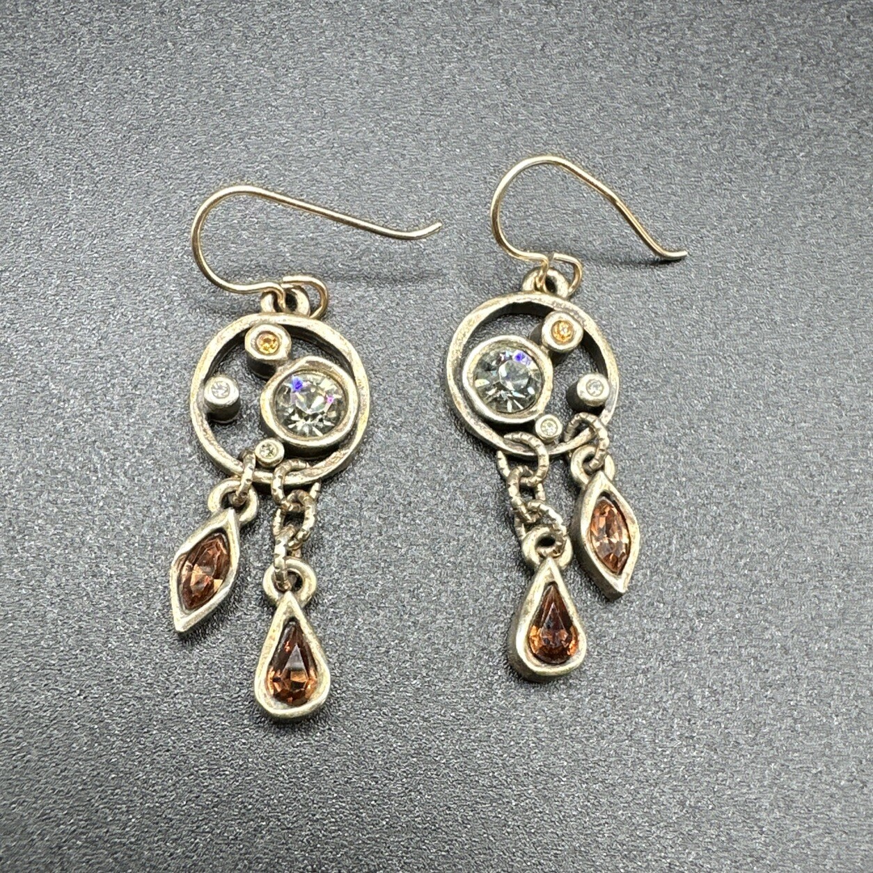 Patricia Locke Gold Tone Dangle Yellow Earrings J115