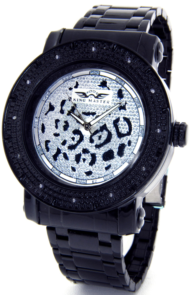 KING MASTER DIAMOND TIGER LEOPARD CHETAH FACE LARGE BLACK CASE BAND TECHNO JOJO