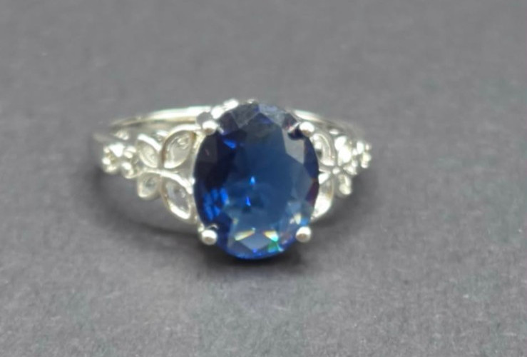 925 Sterling Silver 2.5 to 3.0 Carat Oval Blue Sapphire CZ Cocktail Ring New