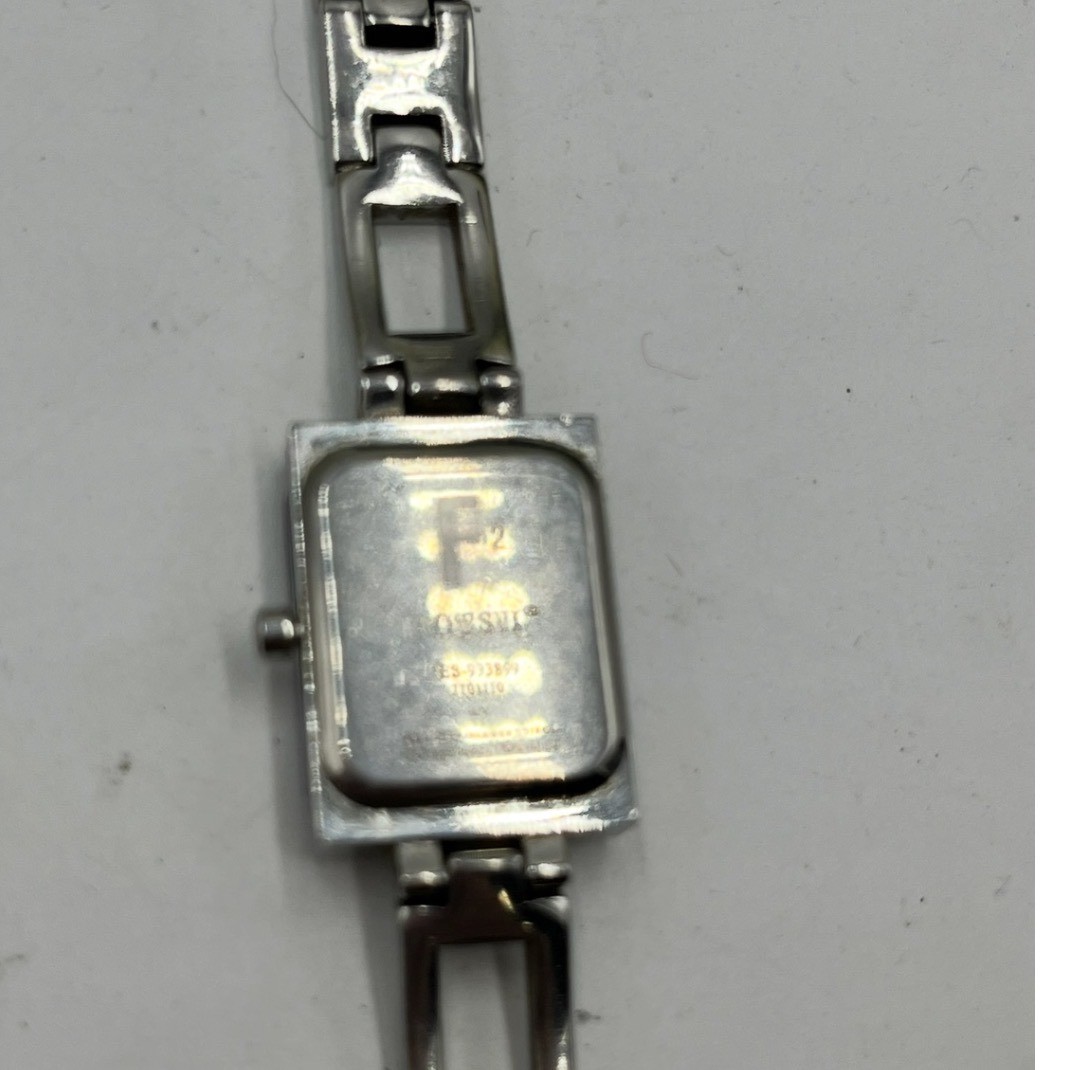 Fossil F2 ES-9389 Timepiece Square Navy Blue Stainless Steel Watch new Battery *