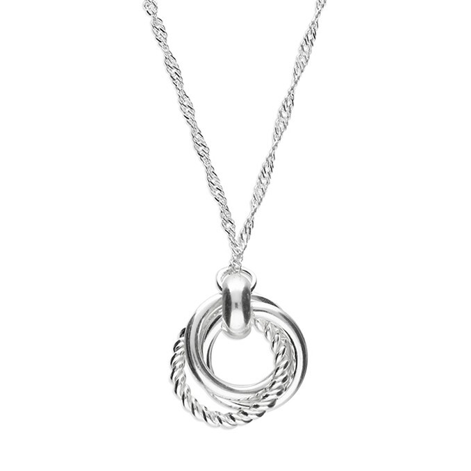 Triple Circle Necklace Solid Sterling Silver 42cm – 47cm 925 Hallmark
