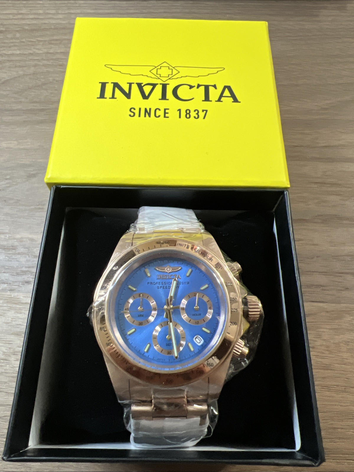 W-2 16658 Invicta Speedway Torvane Chronograph Blue Dial Rose Gold 39.5mm