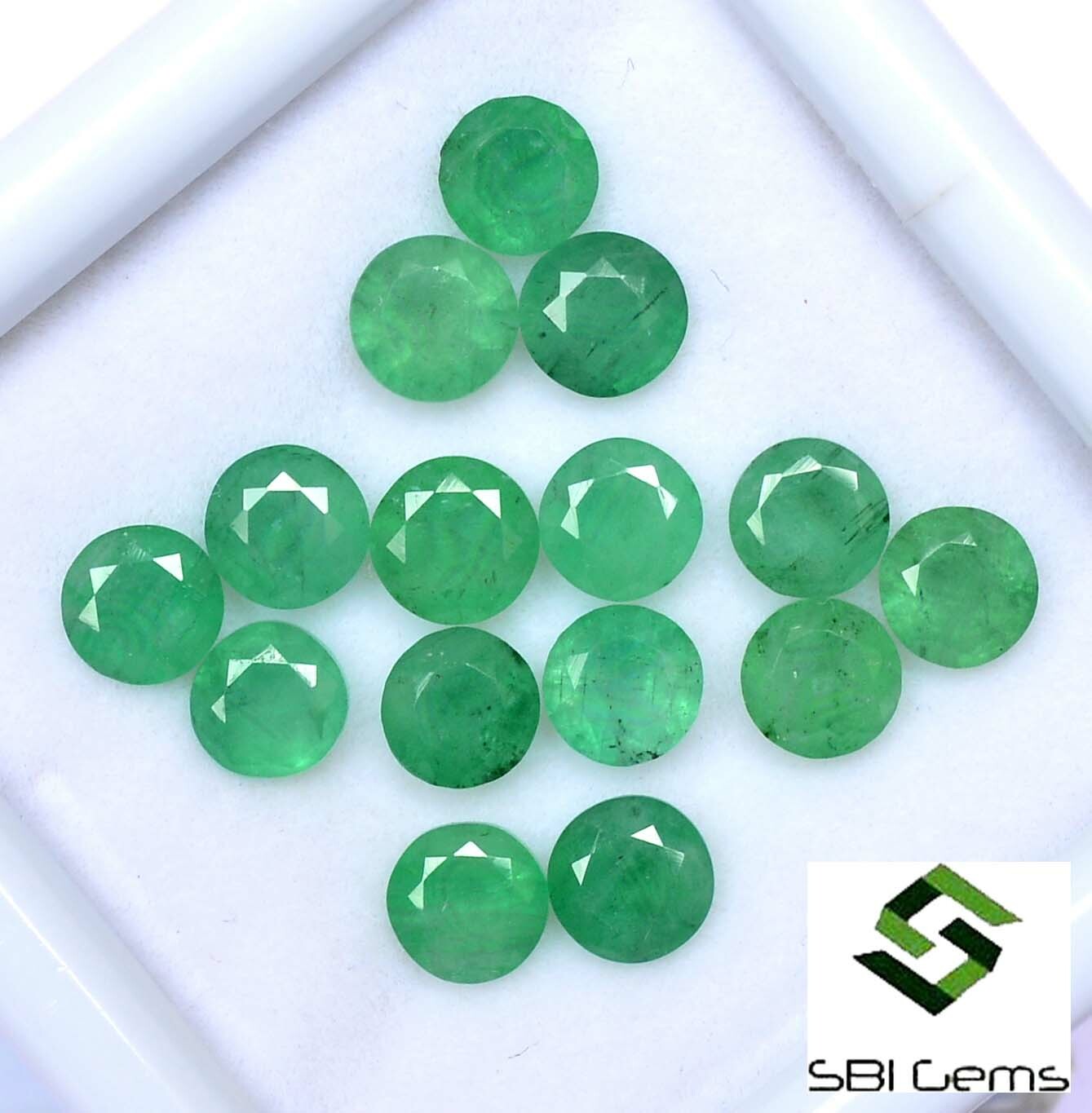 7.21 CTS Natural Emerald Round Cut 5 mm Lot 15 Pcs Calibrated Loose Gemstones