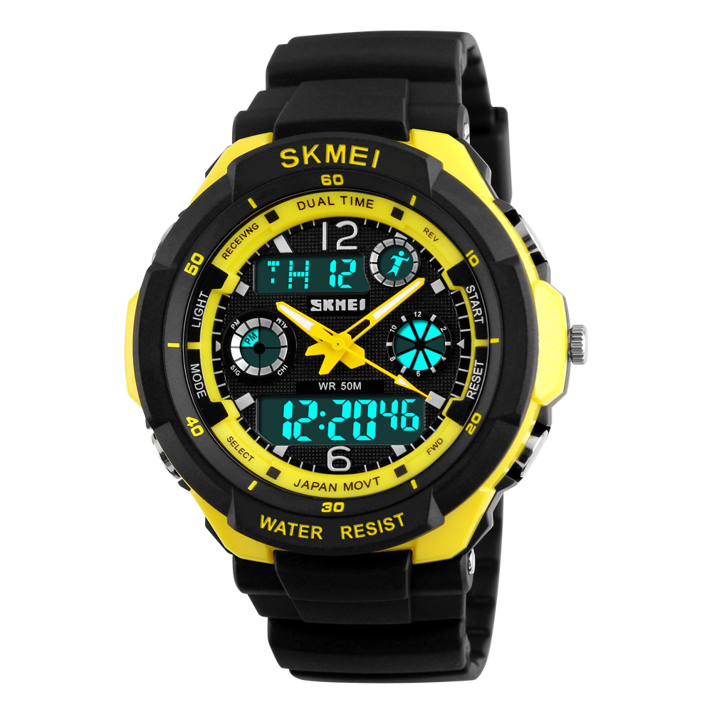 SKMEI Men Adult Teen Digital Analog Waterproof Sport Wristwatch Dual Time New