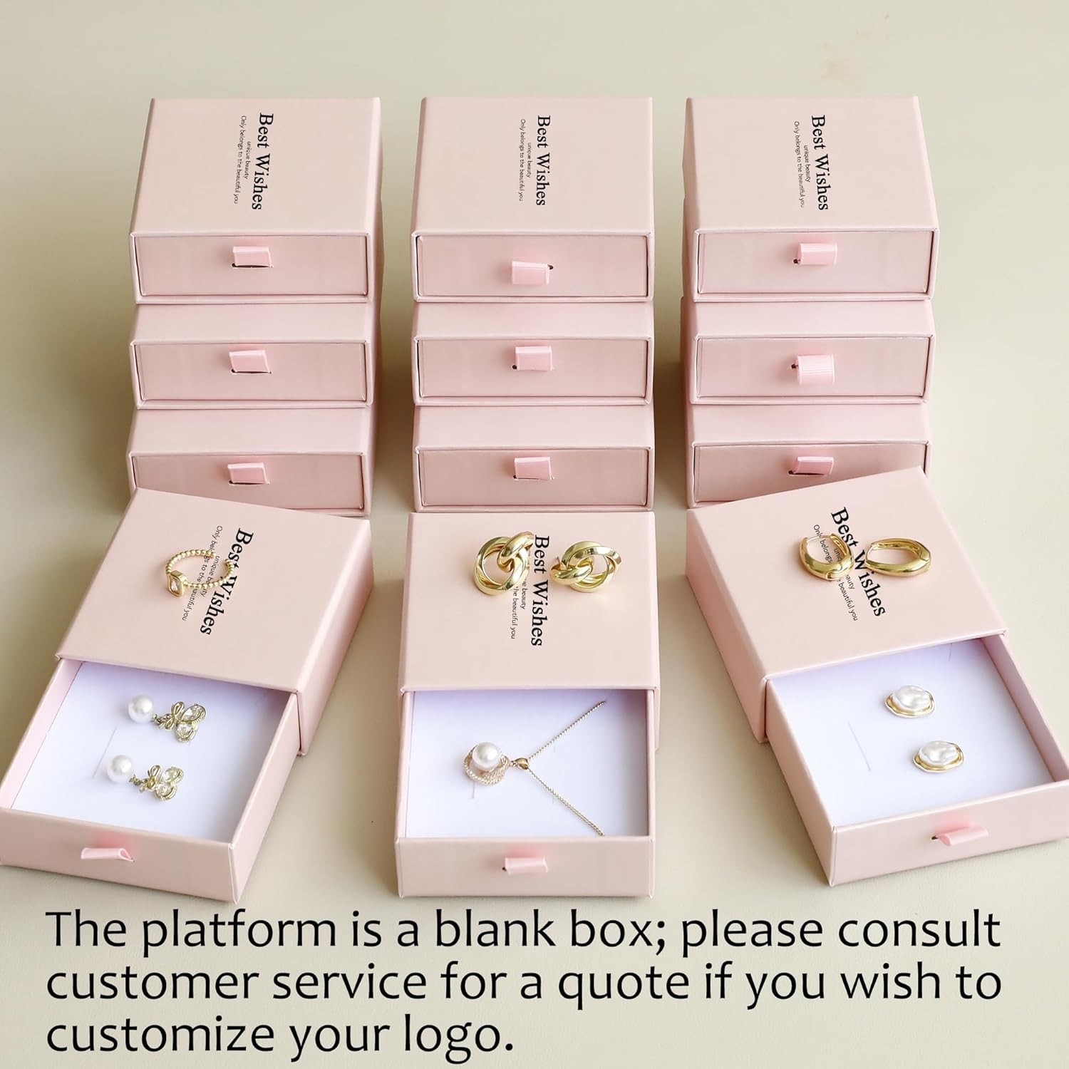 40 Pcs Pearlescent Pink Small Jewelry Boxes 3.54×3.54×1.26in Cardboard Jewelry