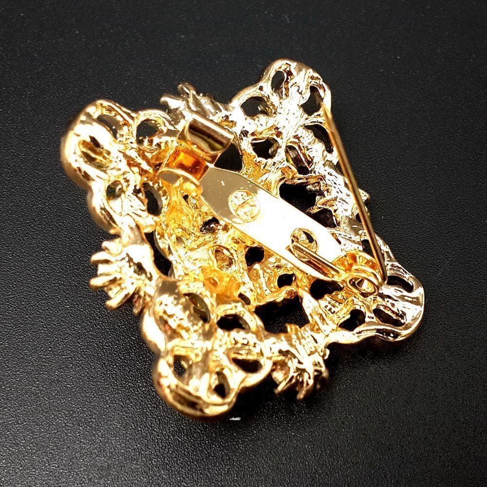 Lot 24 pc Mixed Vintage Style Golden Rhinestone Crystal Brooch Pin DIY Bouquet