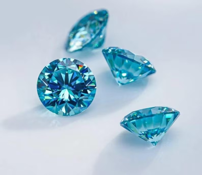 5 CT Blue Color Round Cut VVS1 Lab Grown Moissanite Diamond Gemstone 11.50MM