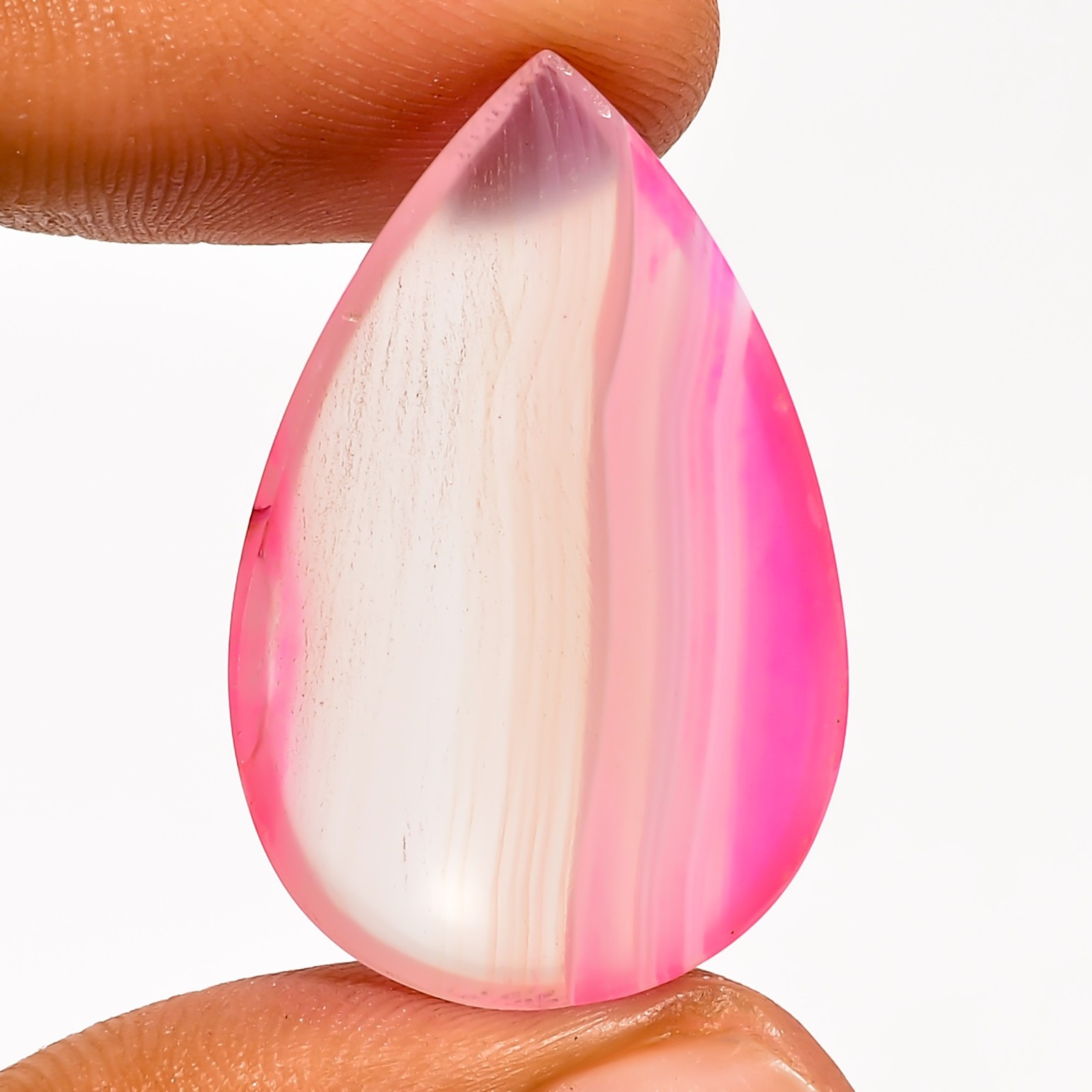 22 Ct AAA Natural Pink Botswana Agate Pear Cabochon Loose Gemstone 30X20X5 mm