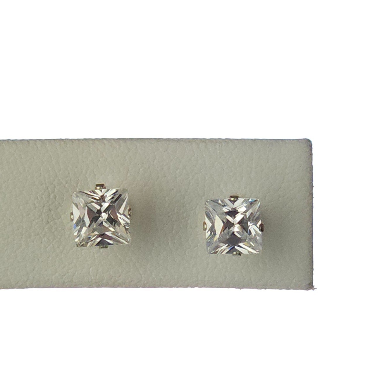 Solid 925 Silver 5mm Princess Studs 4-Prong, Raised Setting Approx. 1 CT TW