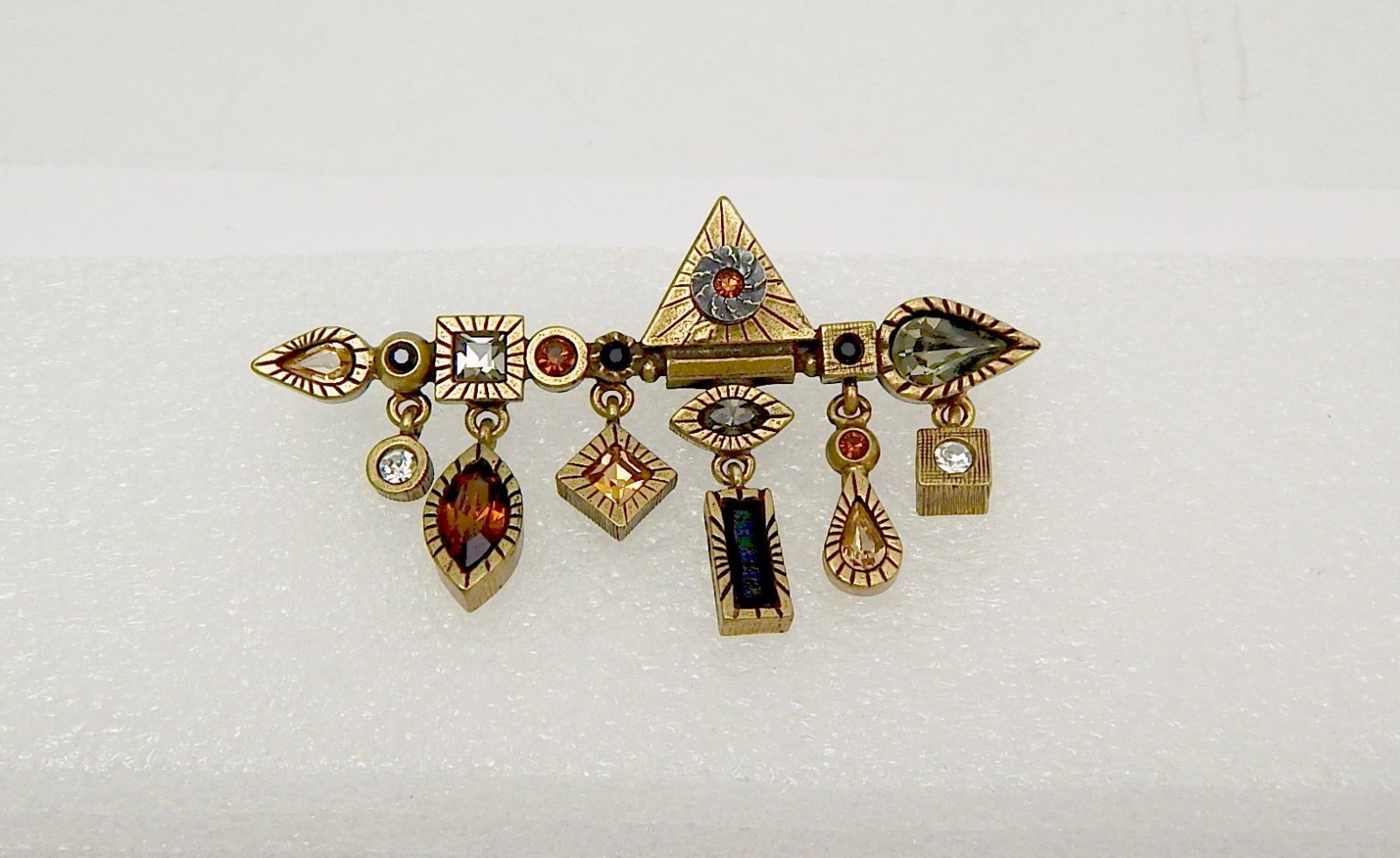 Patricia Locke Geometric Brooch Pin w/Dangles Free Ship