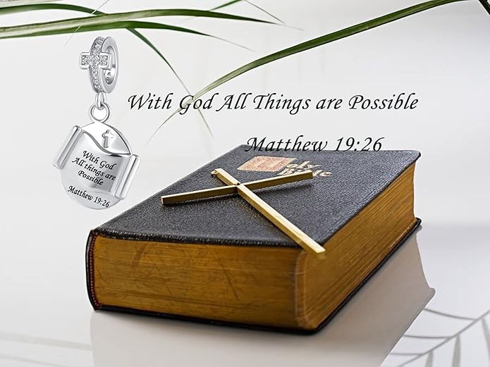 Pandora Cross Charm With God All Things Are Possible Bible Religious Dangle Bead