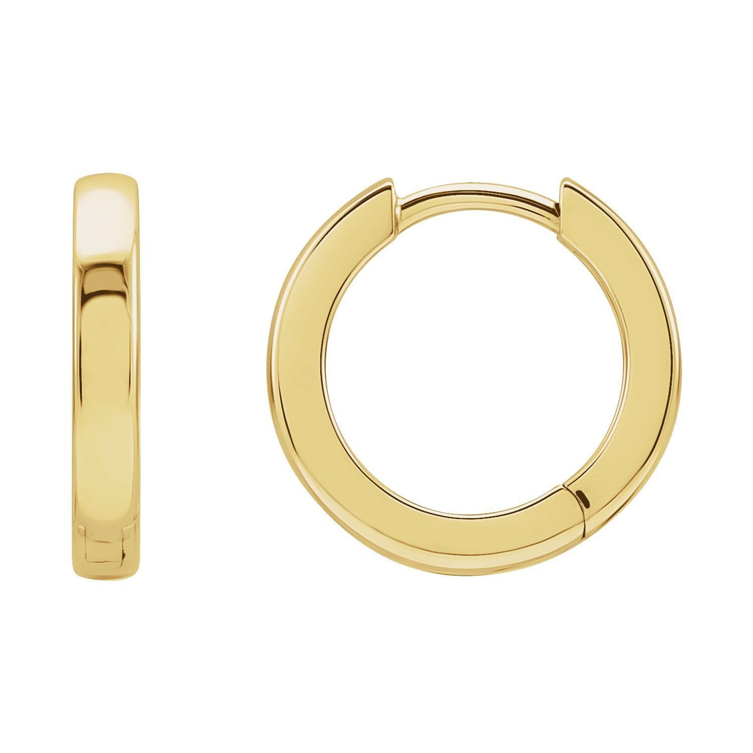 14K Yellow Gold 14 mm Hinged Hoop Earring 2.49g Gift for Mother