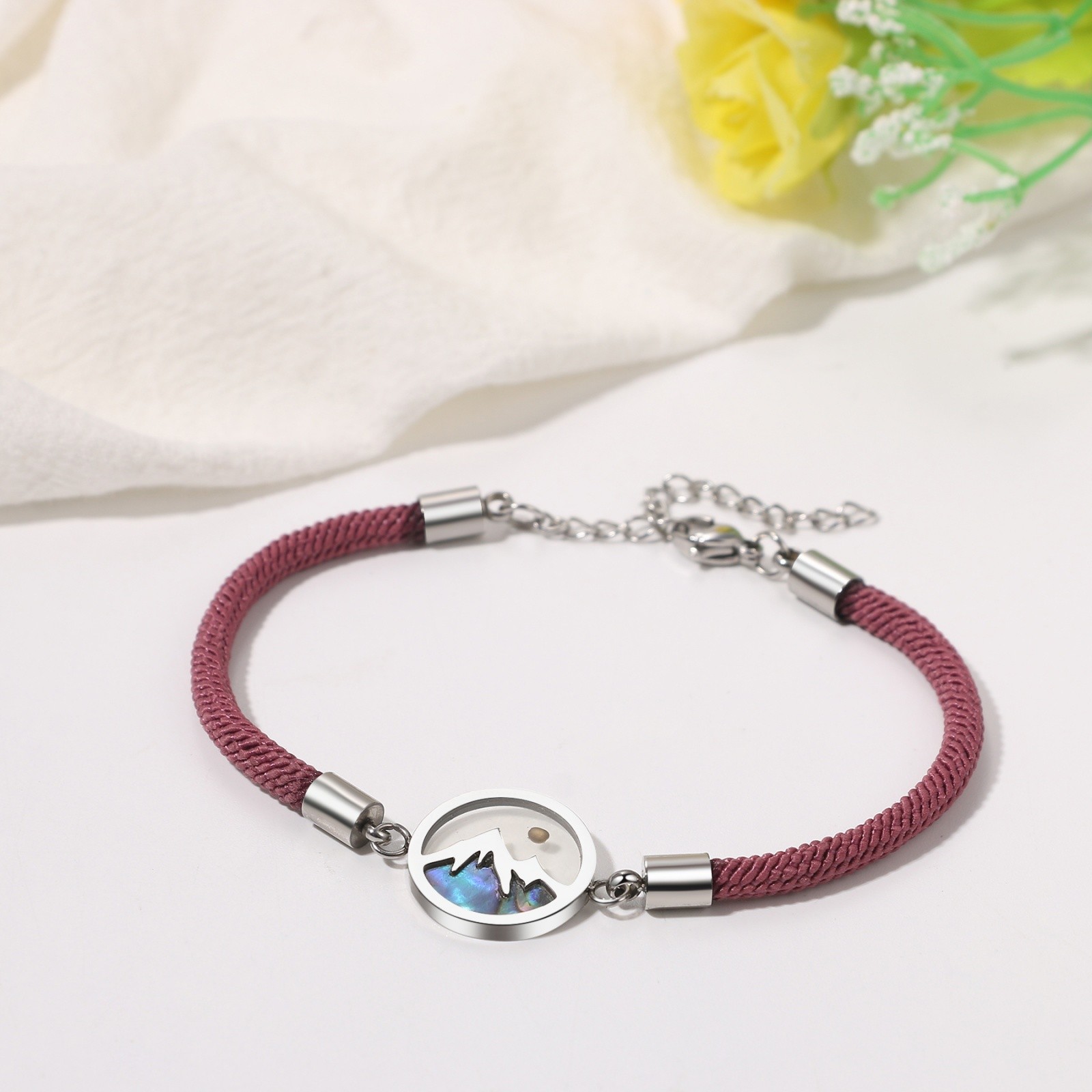 Women Mustard Seed Mountain Stainless Steel Bracelet Christian Religious Gift