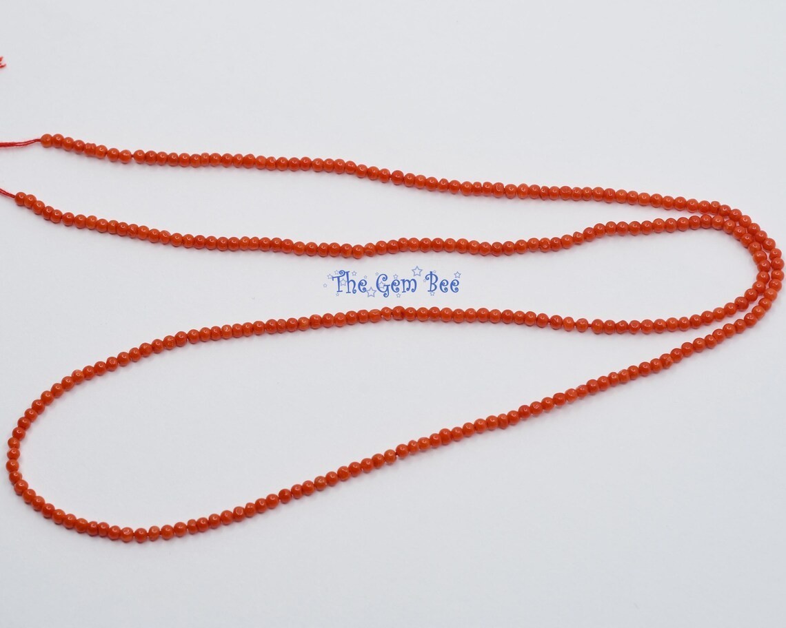 2mm AA Top Italian Sardinia Undyed Salmon Orange Red Seed Coral Round Bead 20″